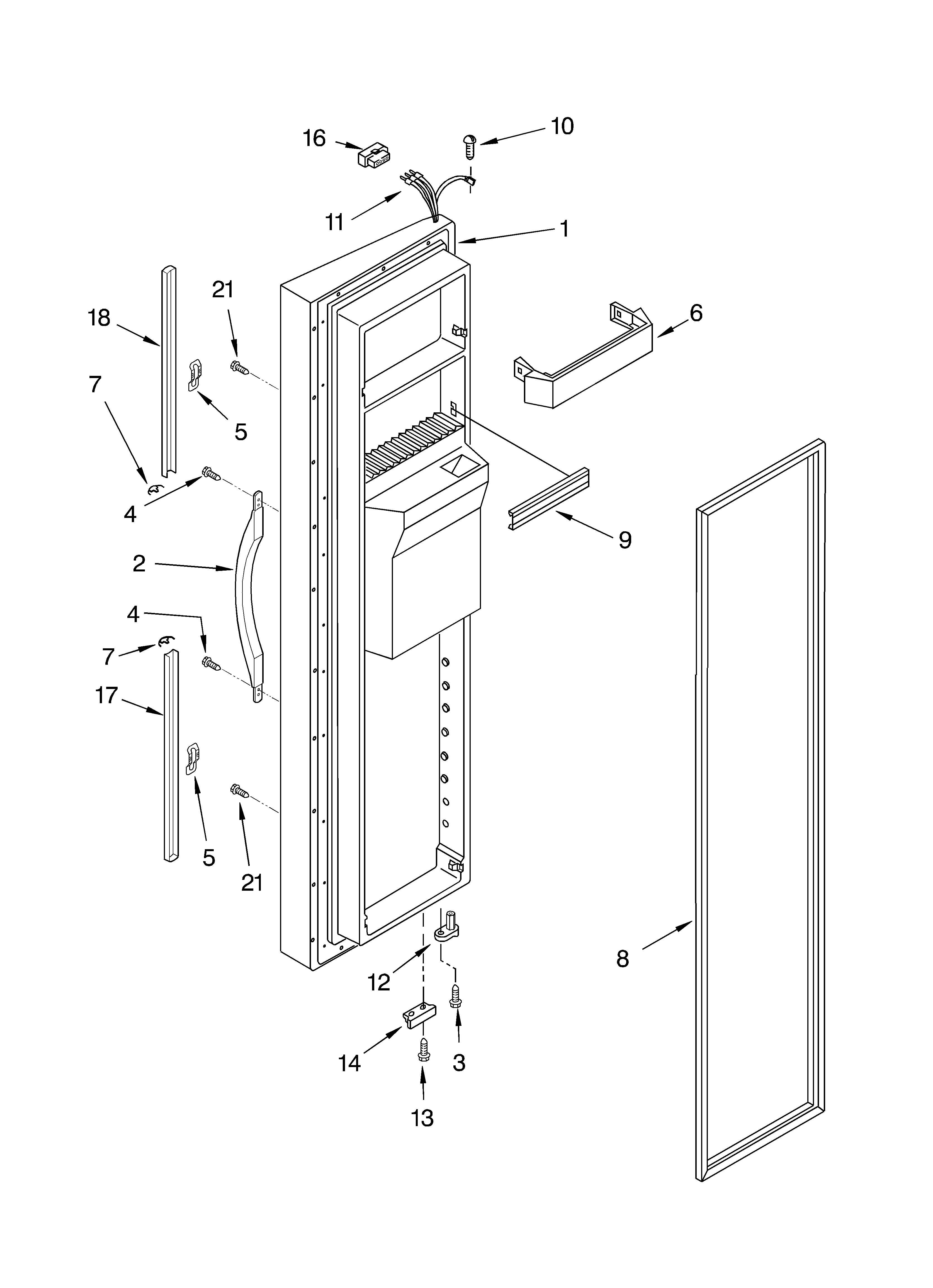 Whirlpool 4YGD27DCHT01 freezer door diagram