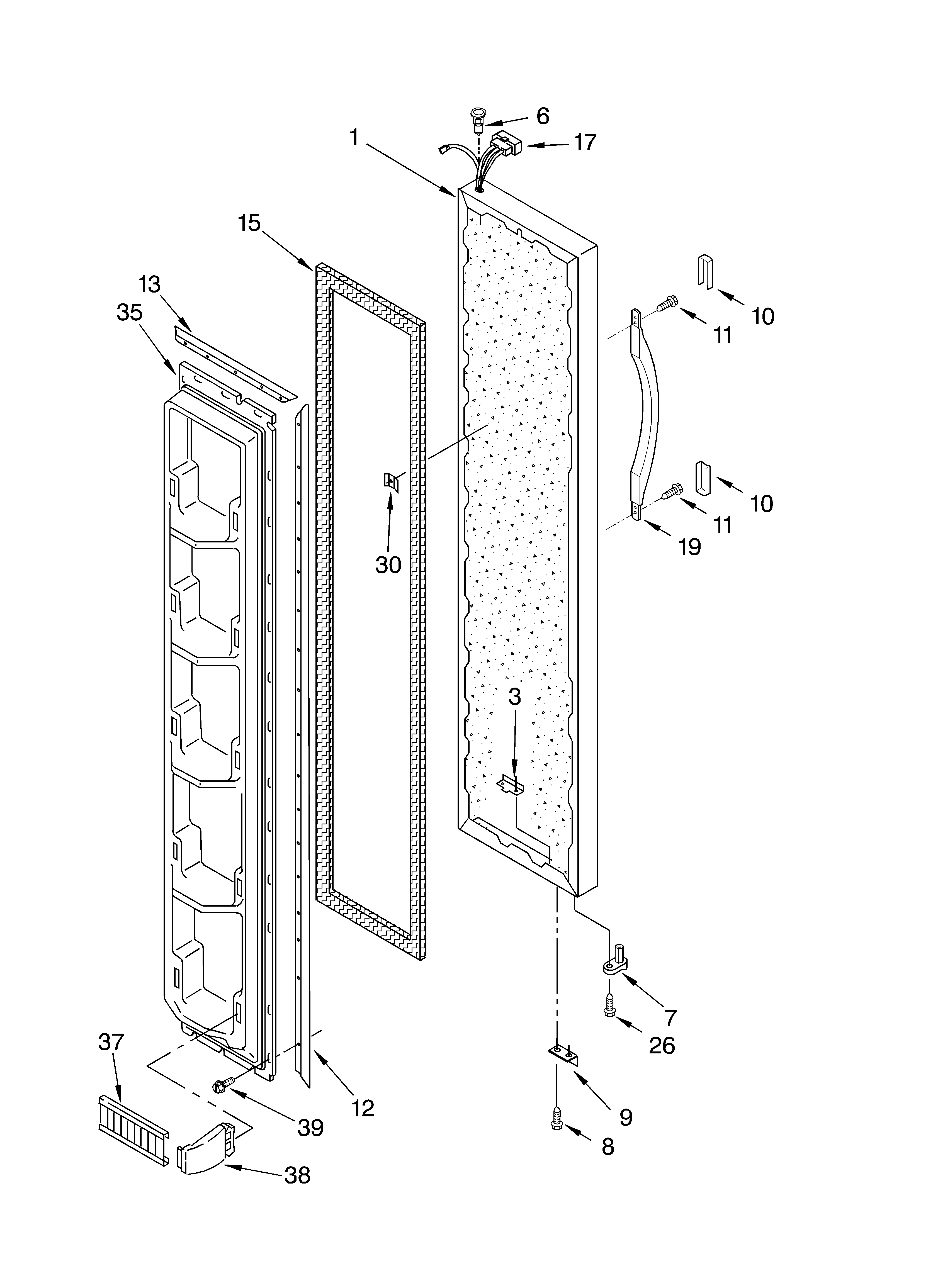 Whirlpool 6ED20TKXGW01 freezer door diagram