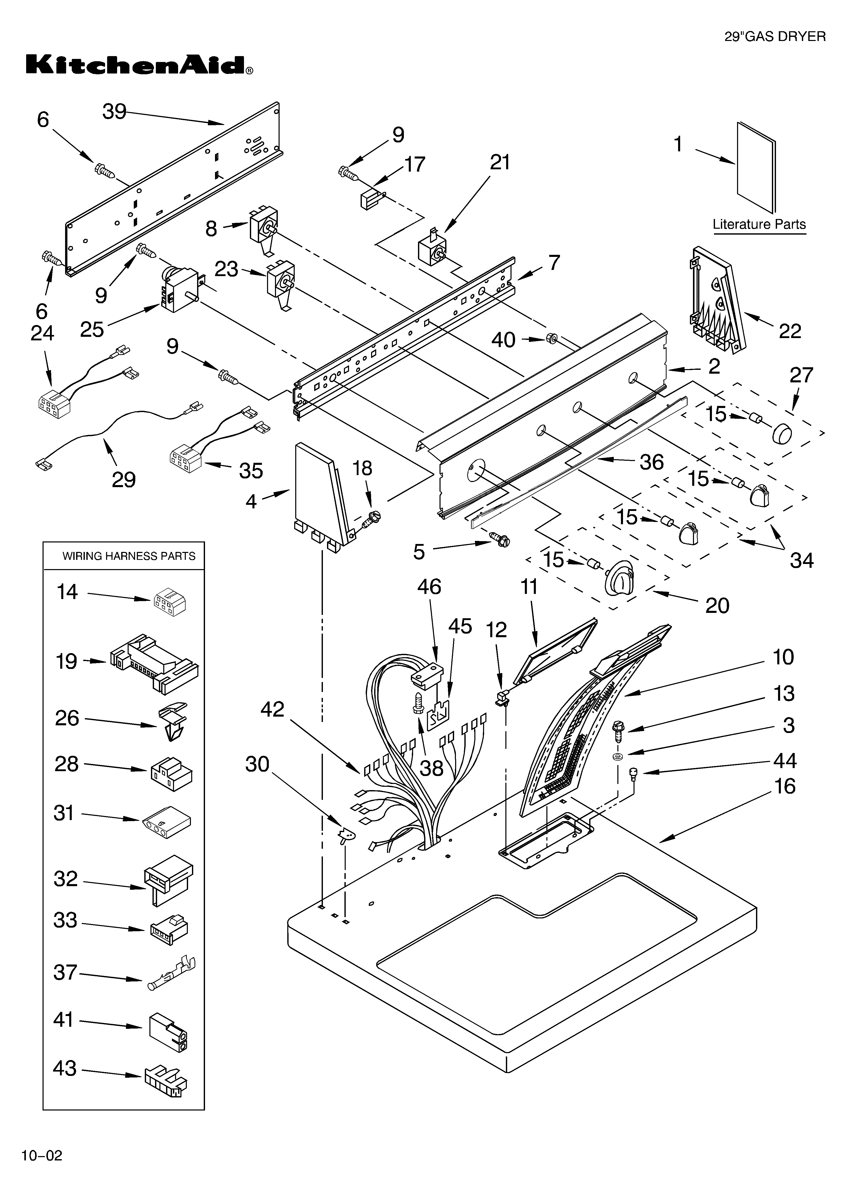 KitchenAid KGYS700LT0 top and console/literature diagram