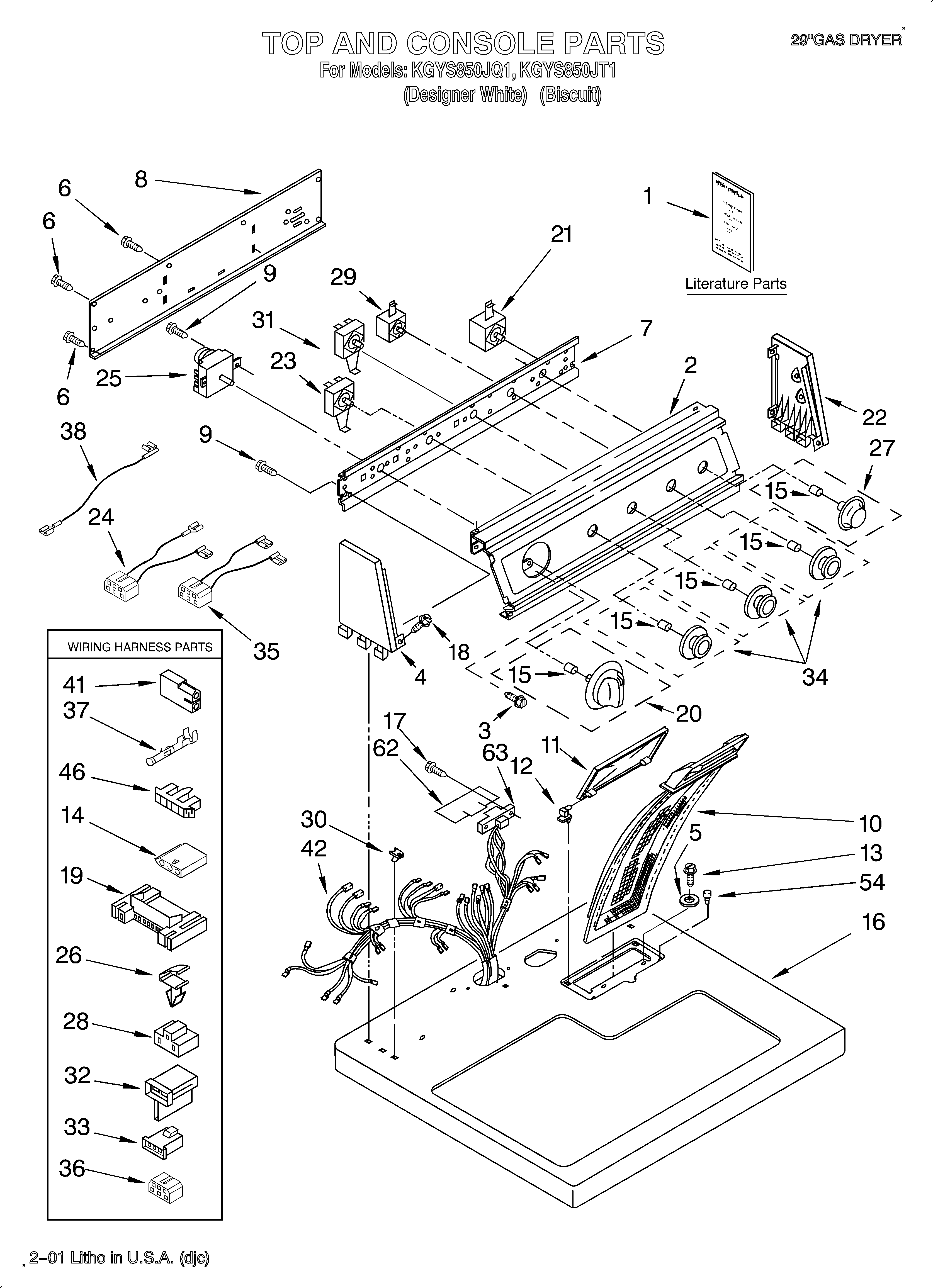 KitchenAid KGYS850JQ1 top and console/lit/optional diagram