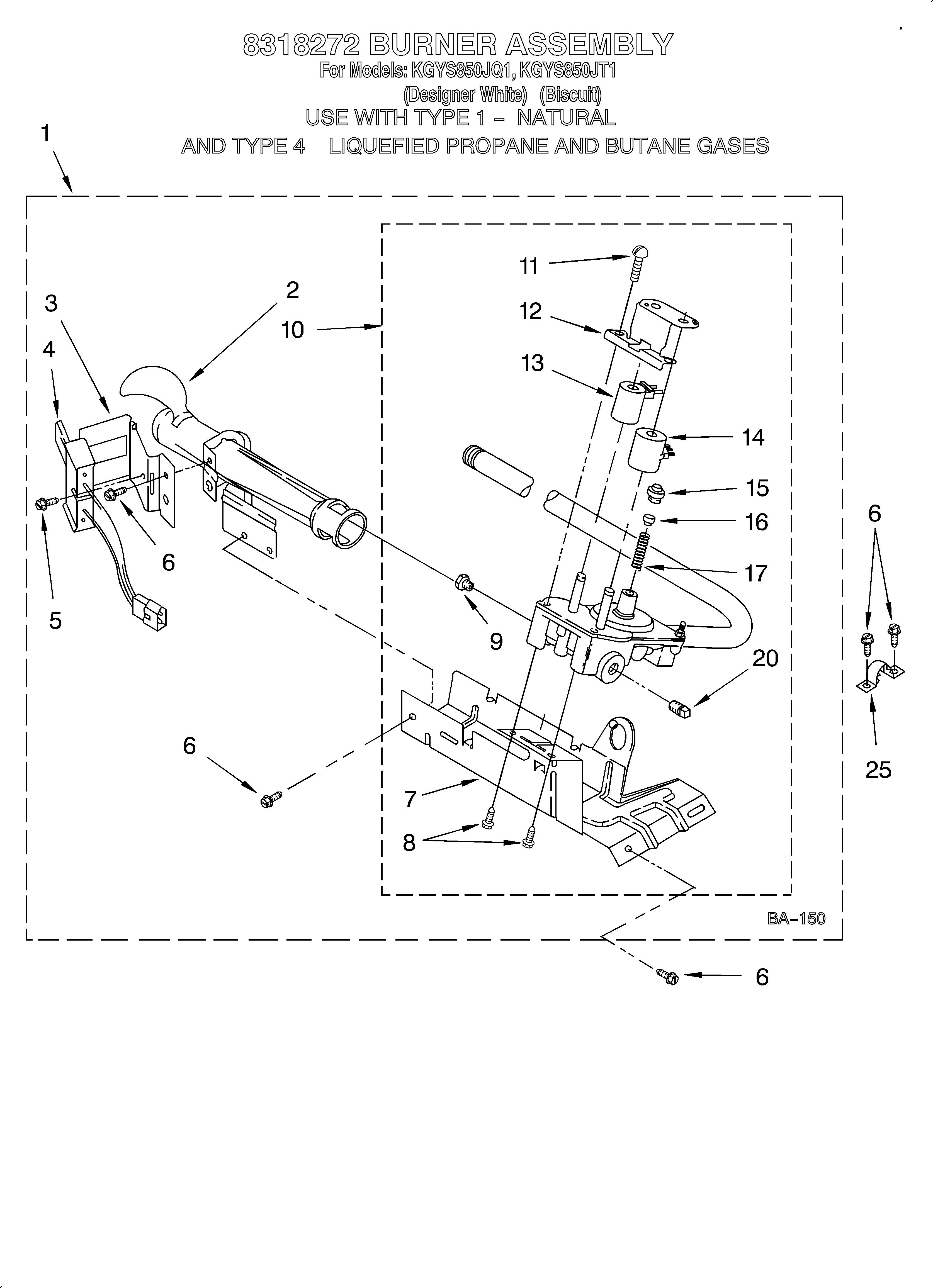 KitchenAid KGYS850JQ1 8318272 burner diagram
