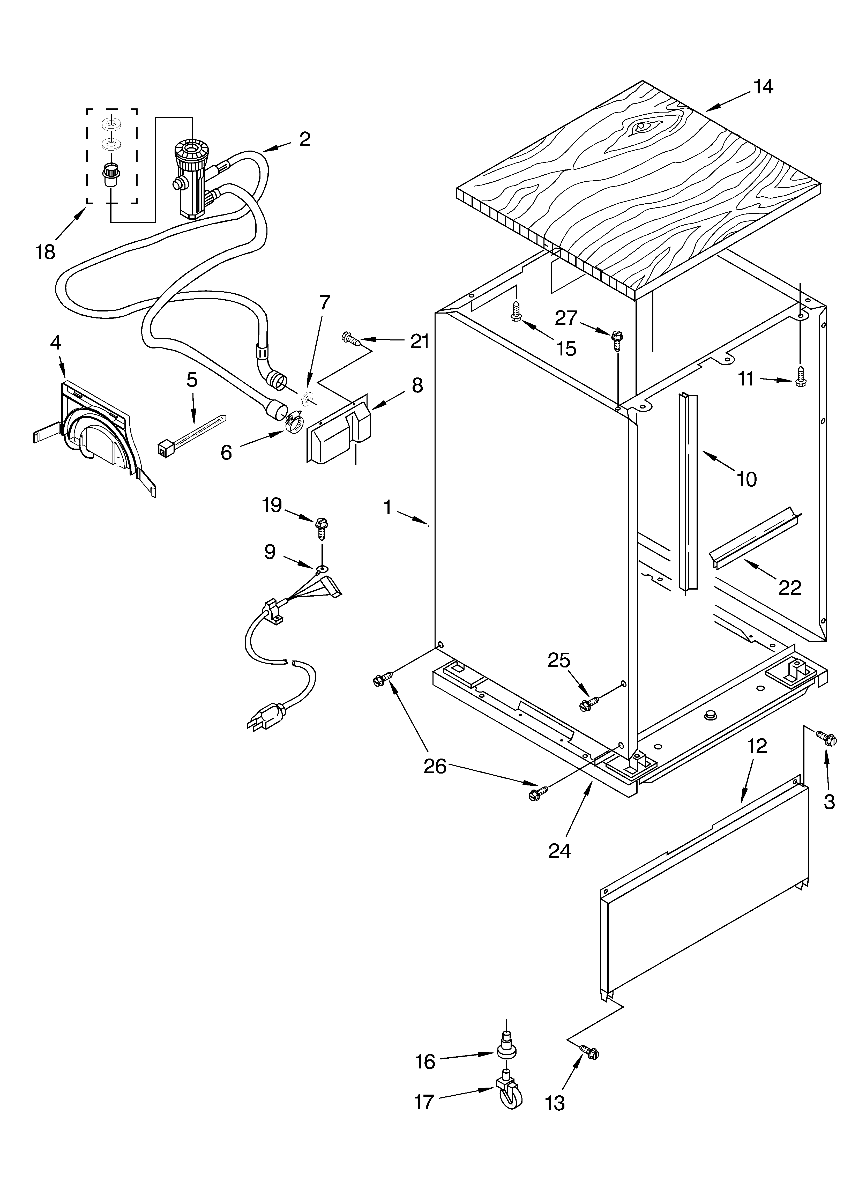 Whirlpool 7DP840SWKX0 cabinet parts diagram