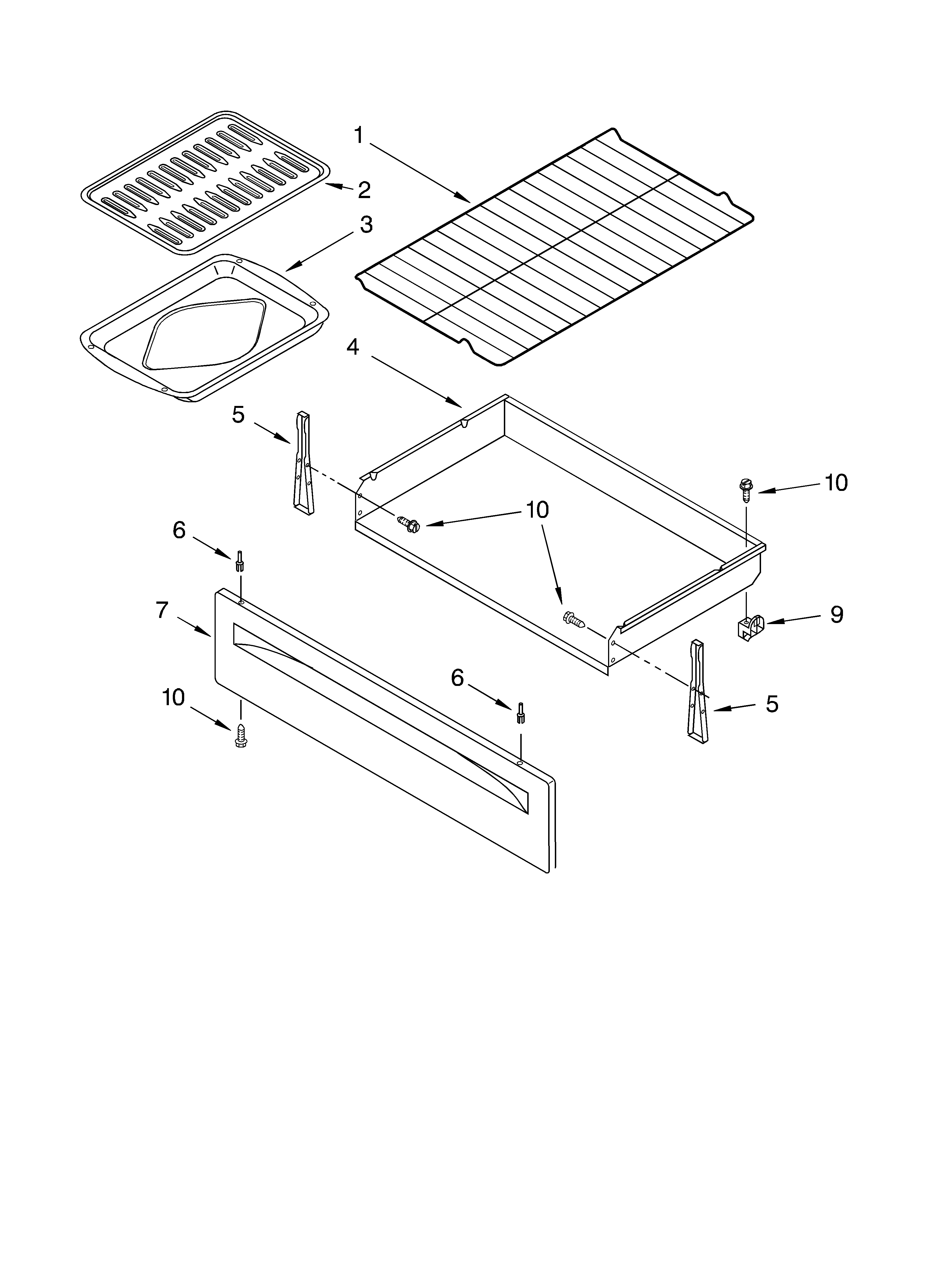 Crosley CGS365HQ8 drawer & broiler parts diagram