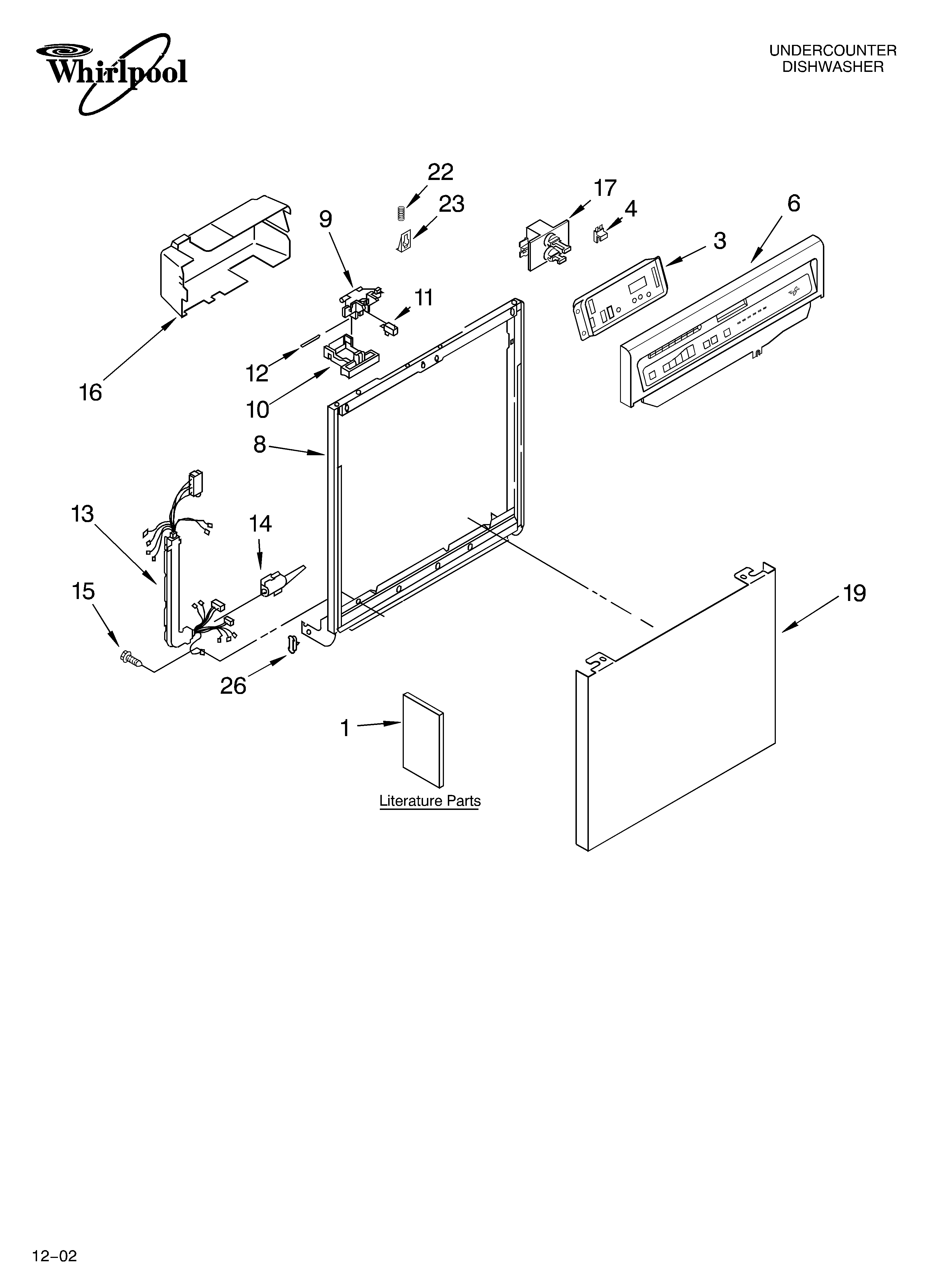 Whirlpool DUL200PKT1 frame and console parts diagram