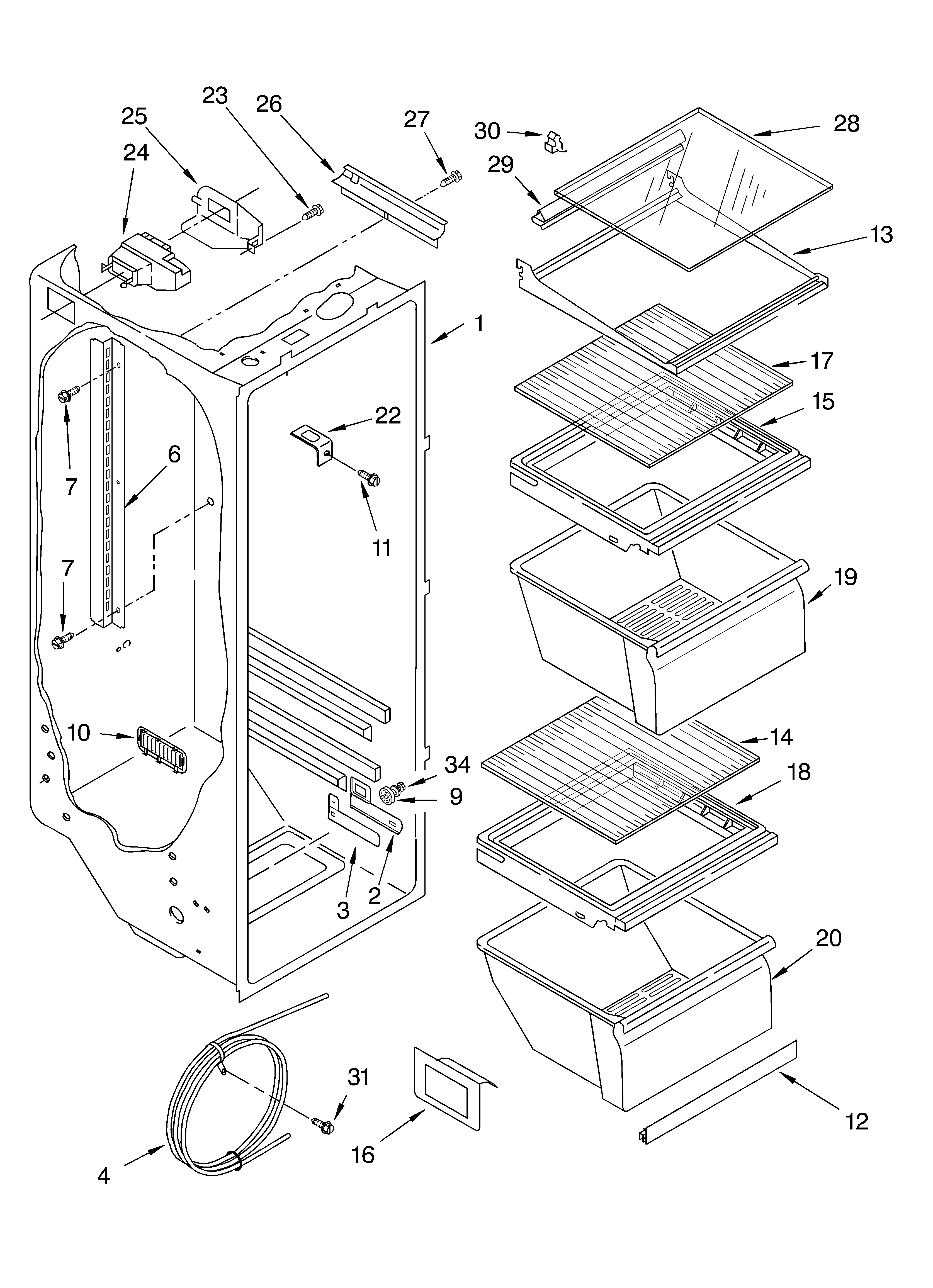 Whirlpool ED0GTQXMQ00 refrigerator liner parts diagram