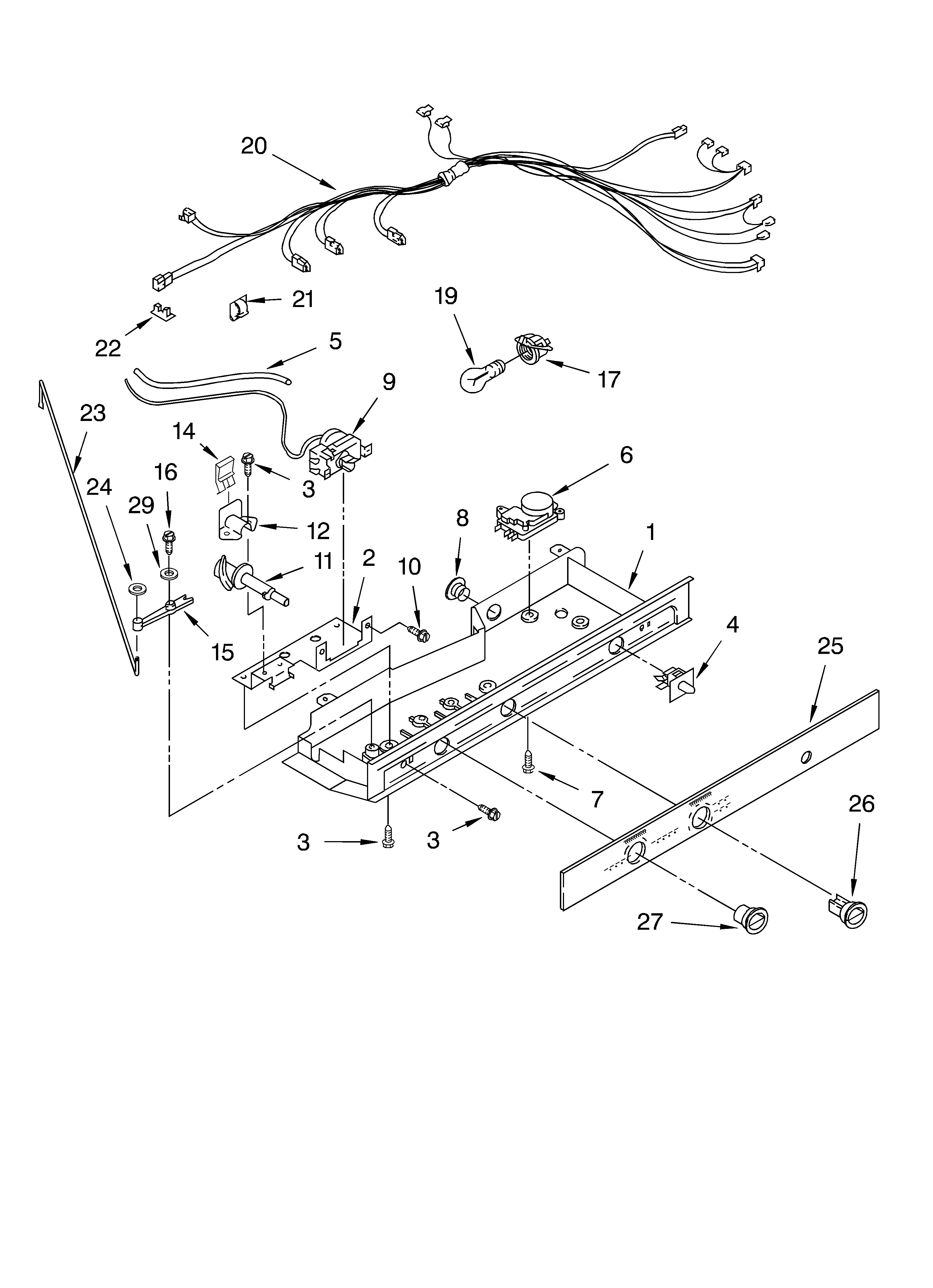 Whirlpool ED0GTQXMQ00 control parts, parts not illustrated diagram