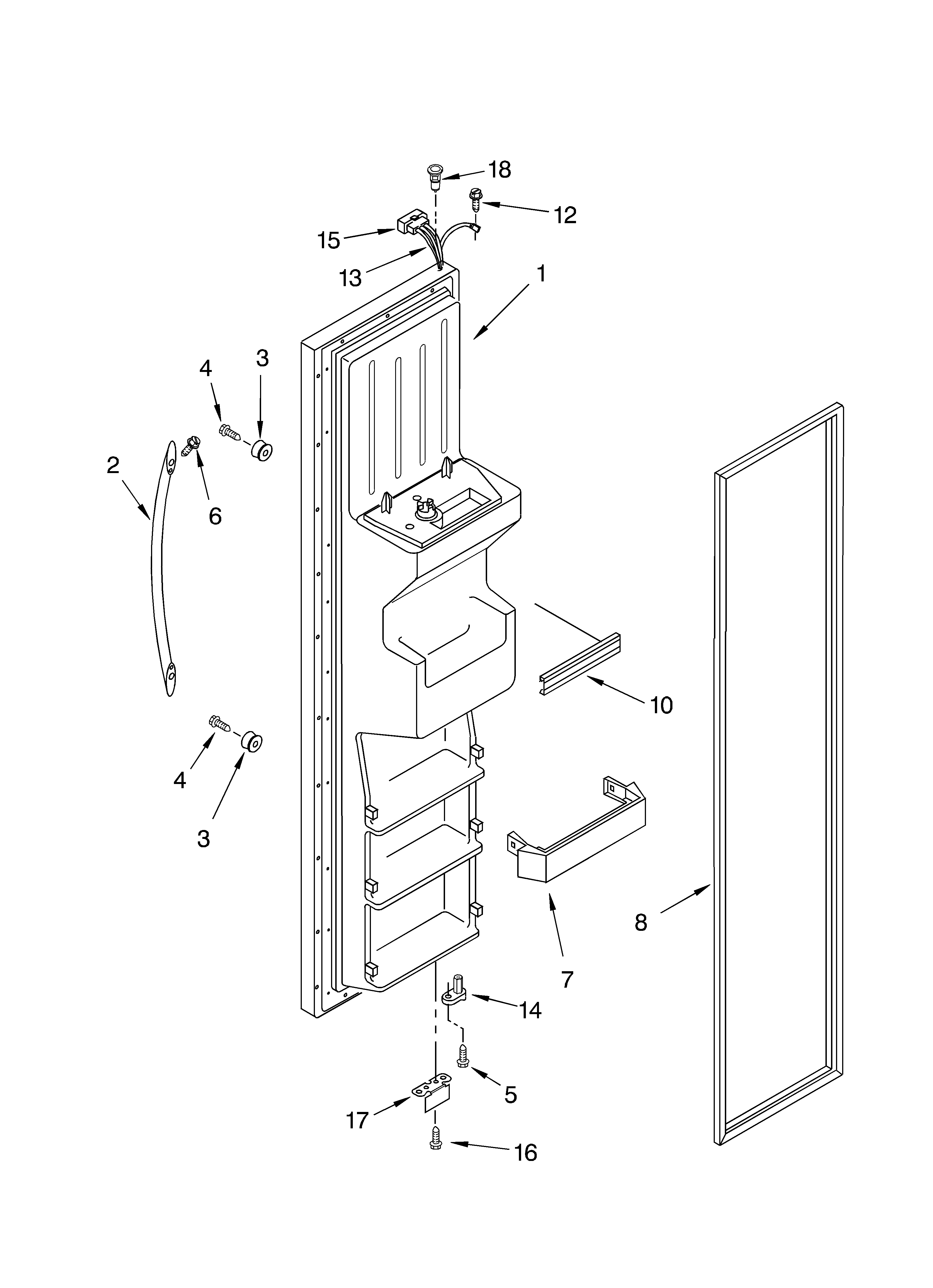 KitchenAid KSRG25FKSS04 freezer door parts diagram