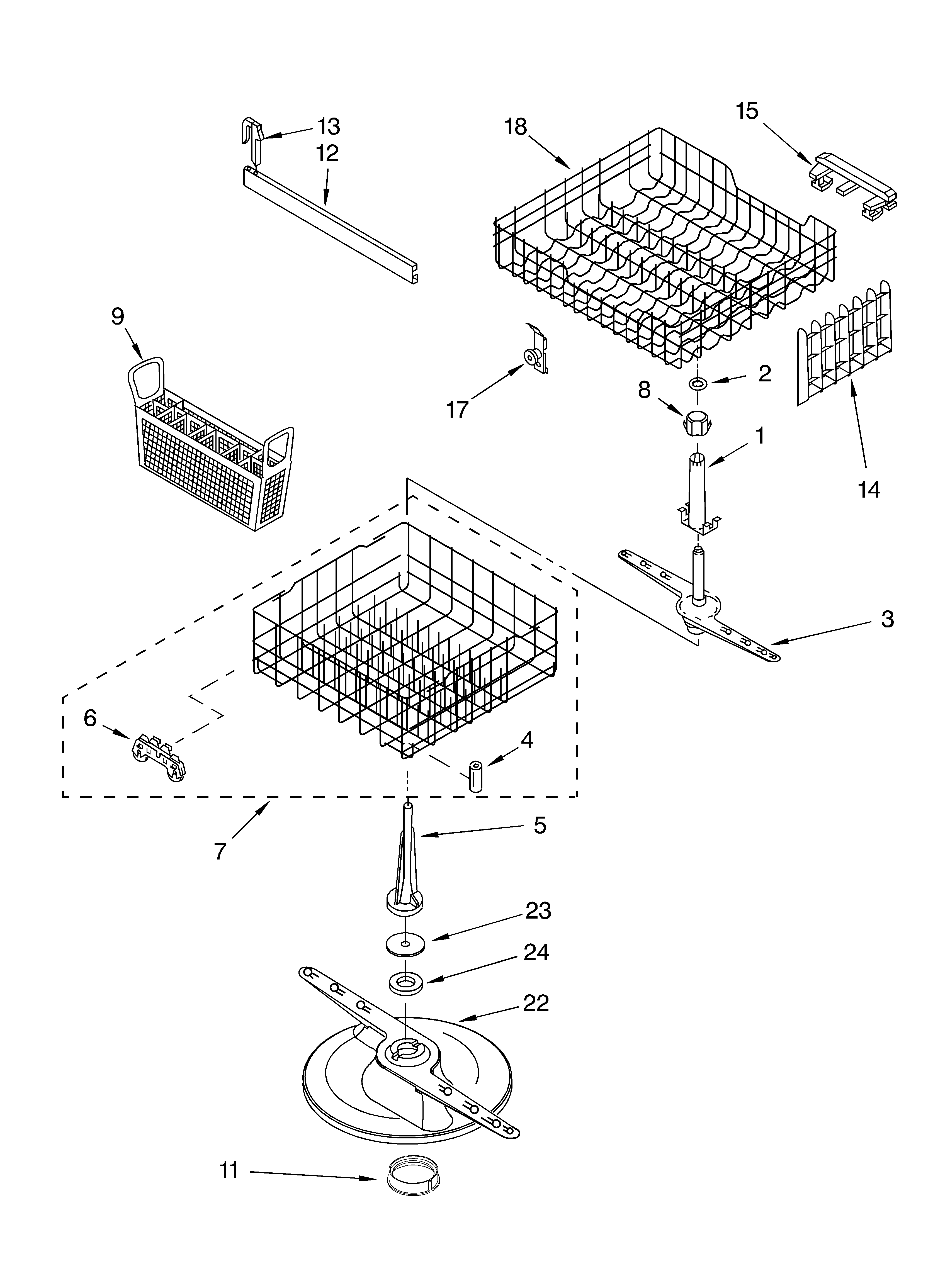 Estate TUD6700KQ0 dishrack parts diagram