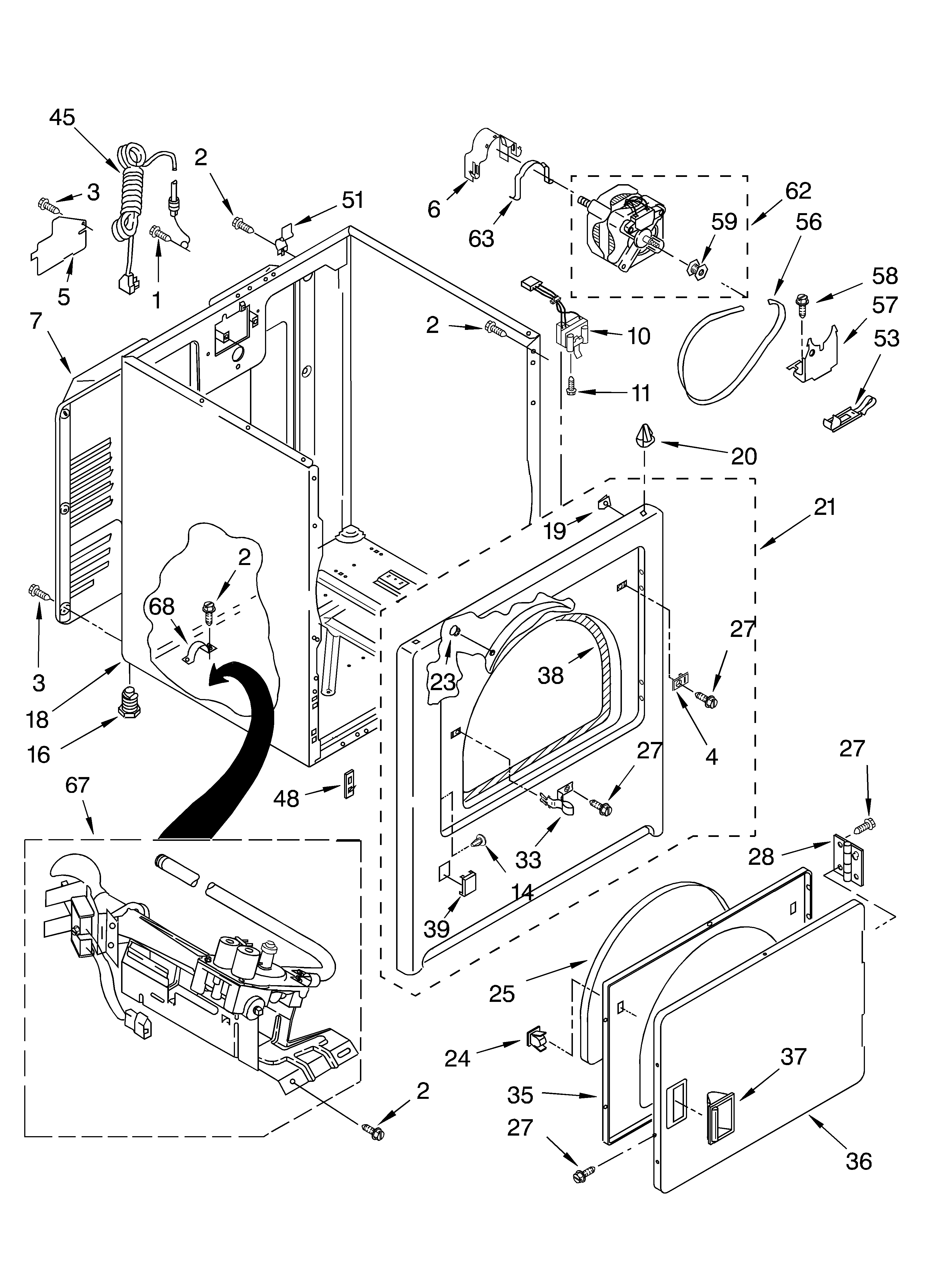 Whirlpool 7MLGQ8857JQ5 cabinet parts diagram