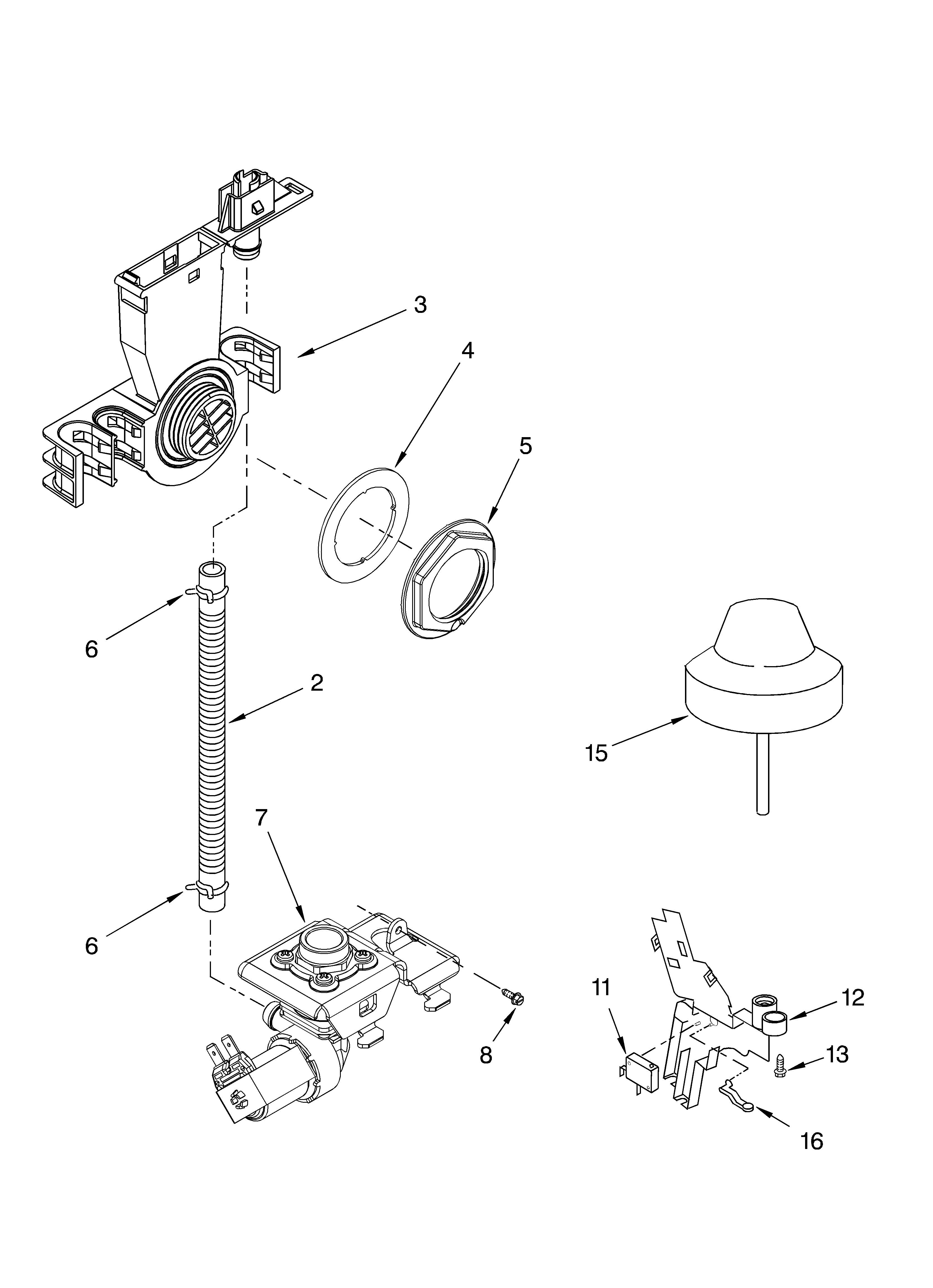 Whirlpool GU1500XTLS2 fill and overfill parts diagram