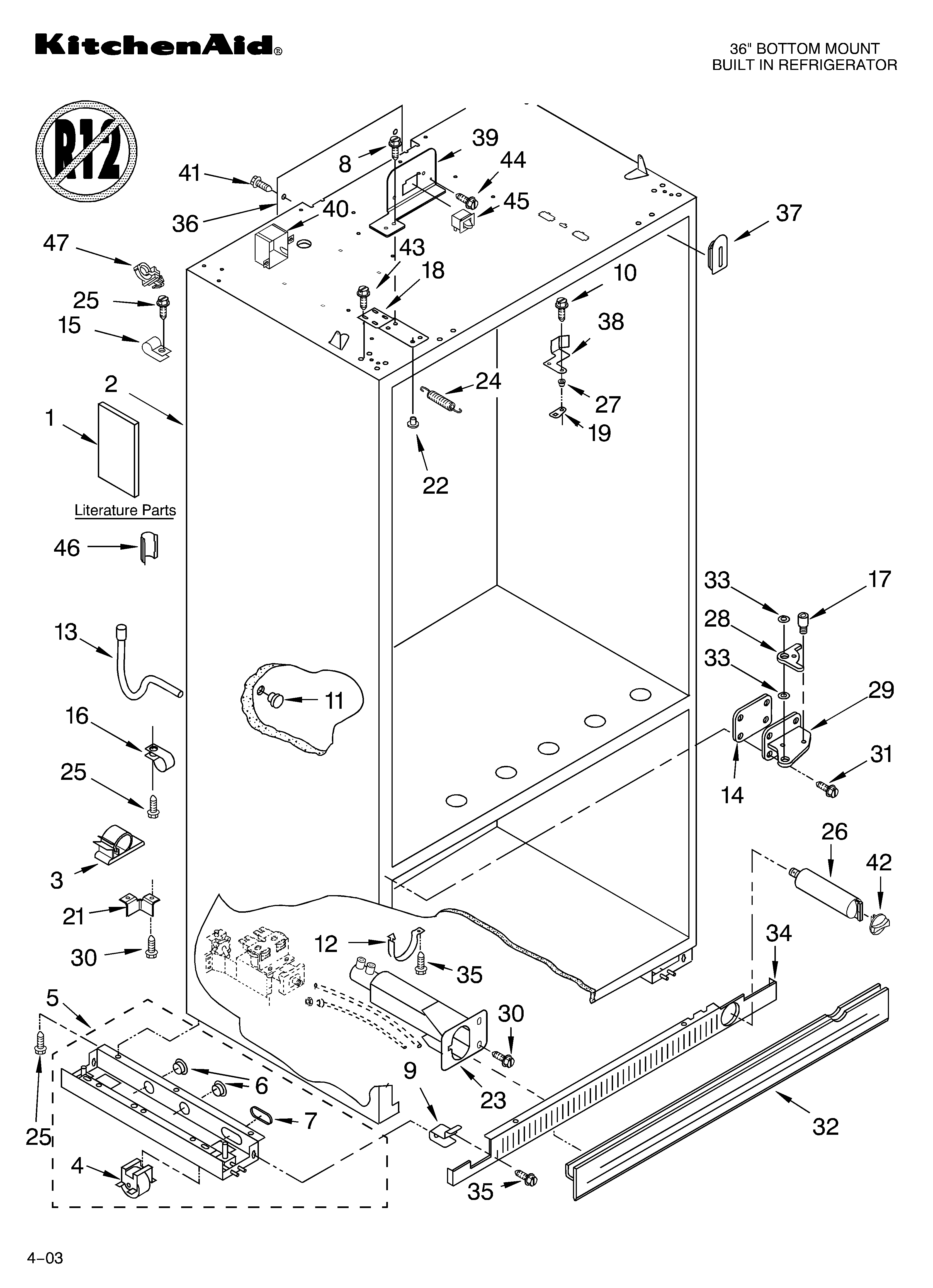 KitchenAid KBLC36FKS02 cabinet parts diagram