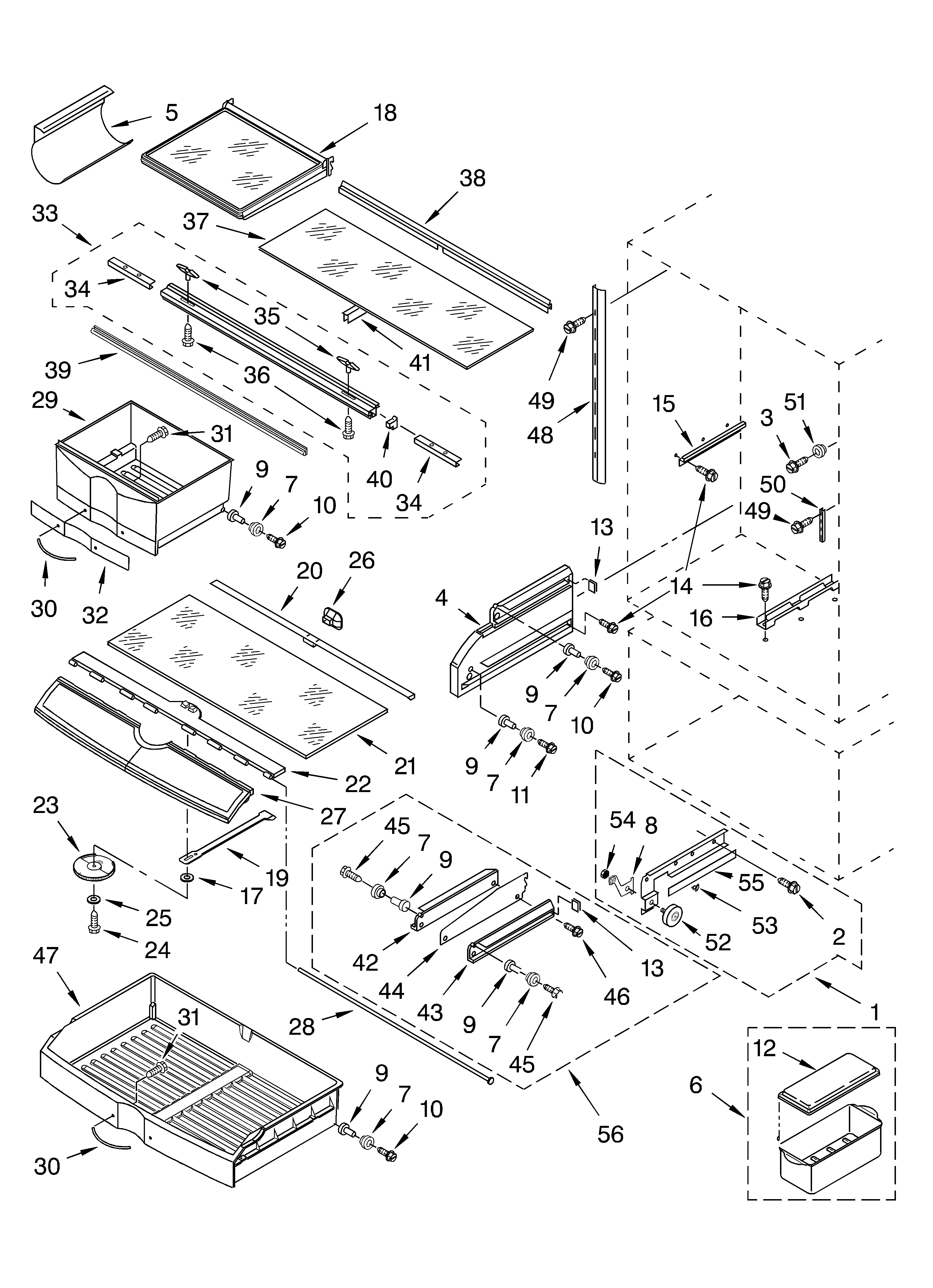 KitchenAid KBLC36FKS02 refrigerator shelf parts diagram