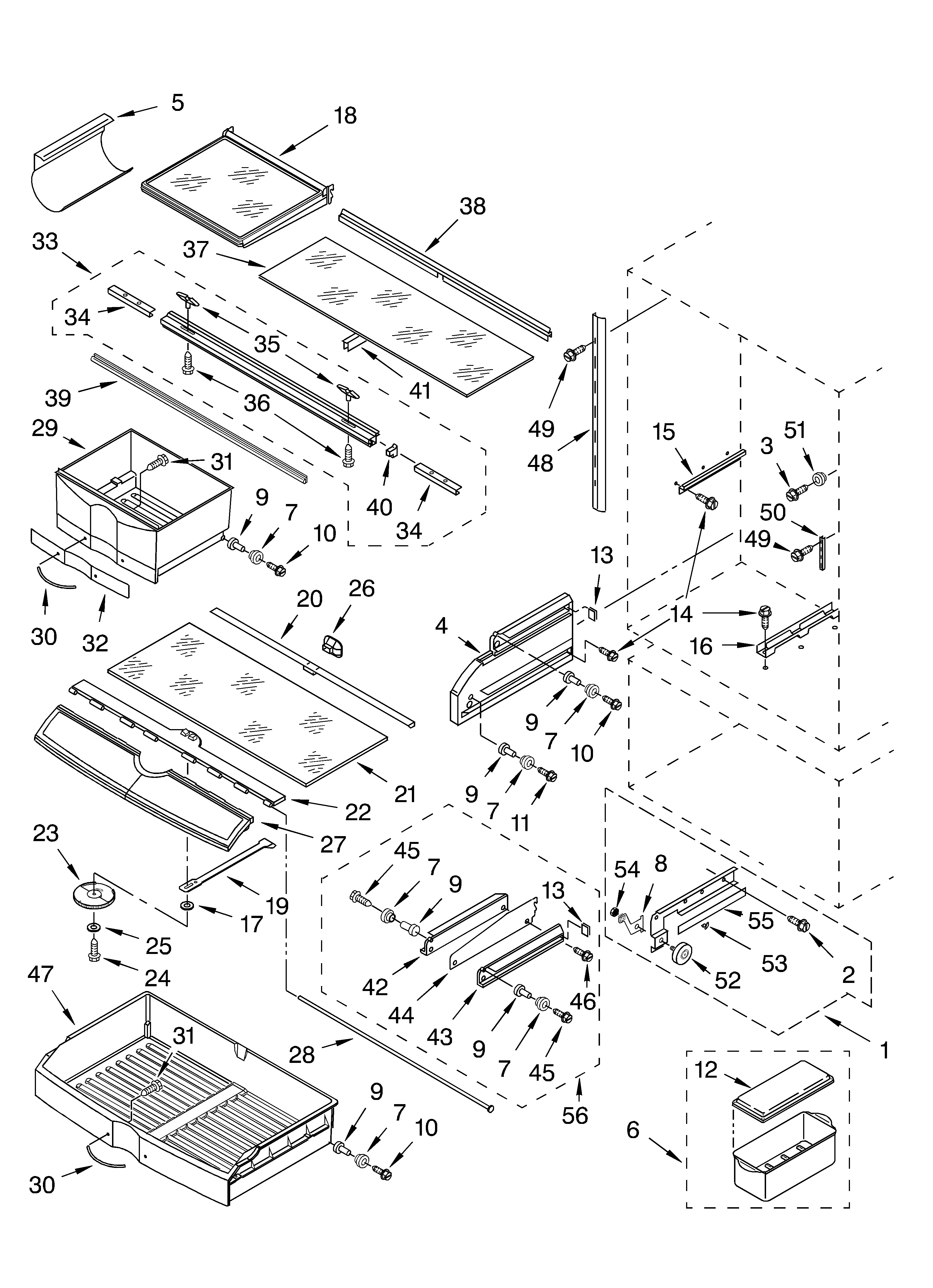 KitchenAid KBRC36FKB02 refrigerator shelf parts diagram