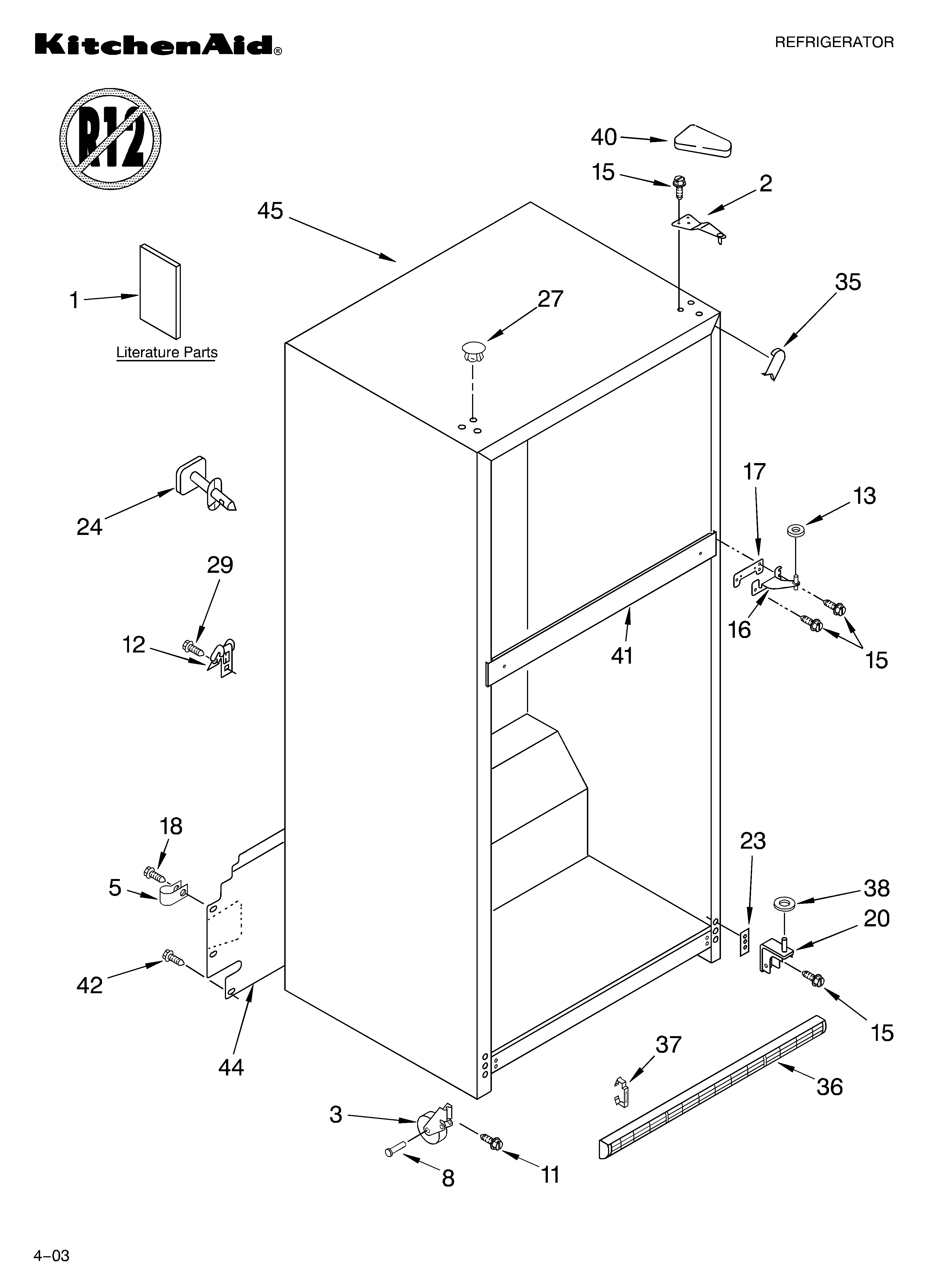 KitchenAid KTRC19MKBT03 cabinet parts diagram