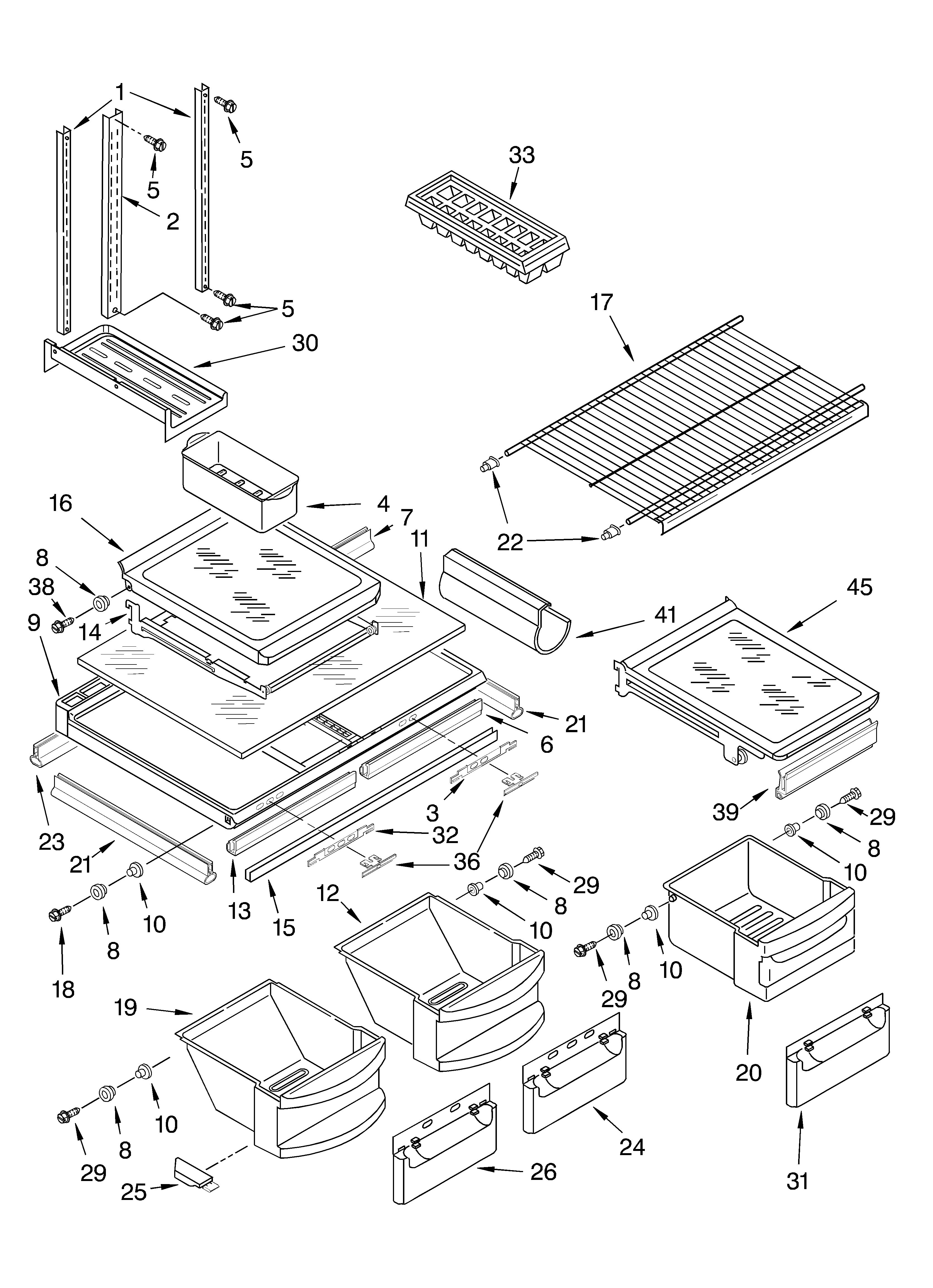 KitchenAid KTRS19KKWH03 shelf parts diagram