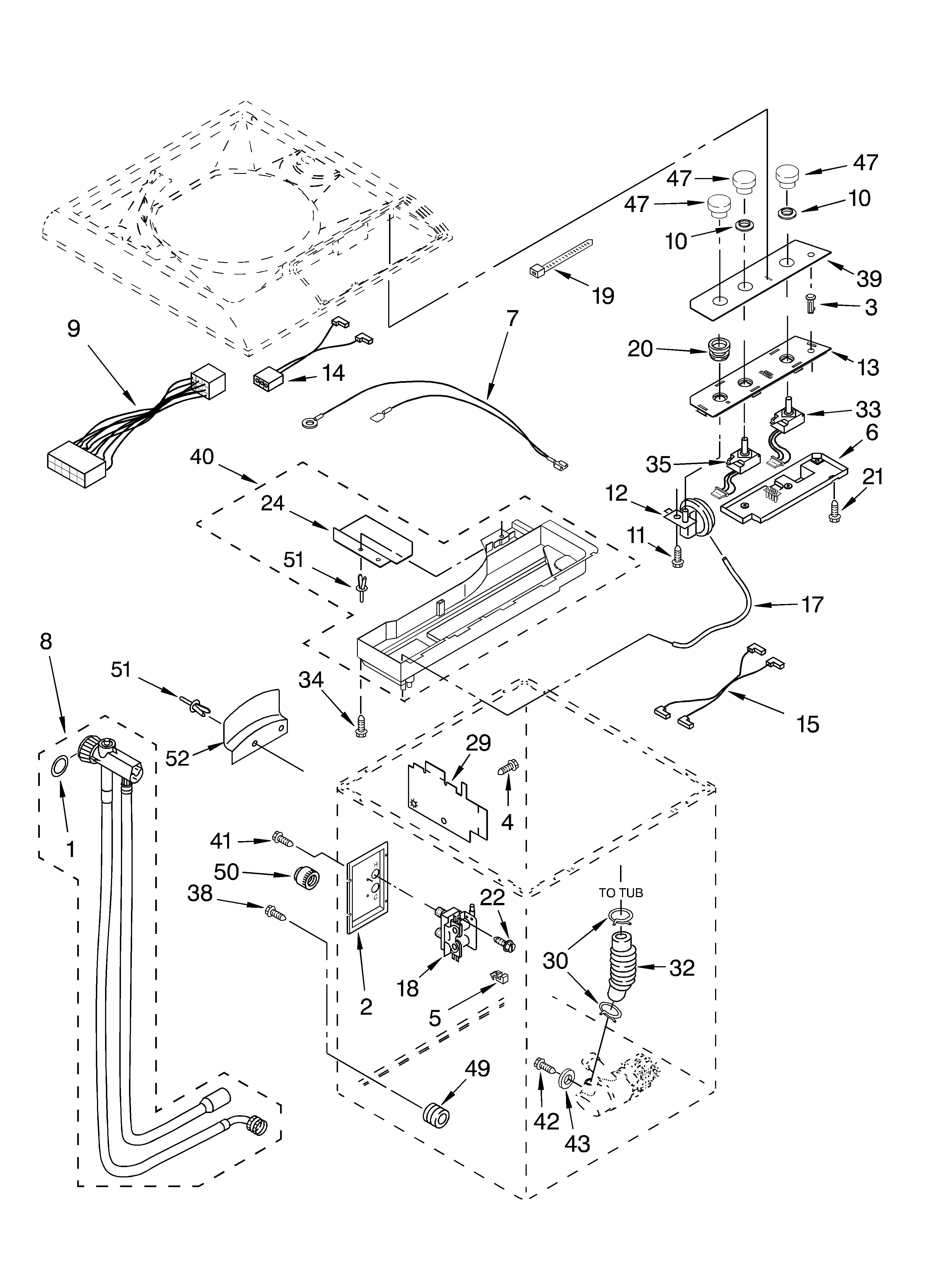 Whirlpool LCR7244HQ2 controls and rear panel parts diagram