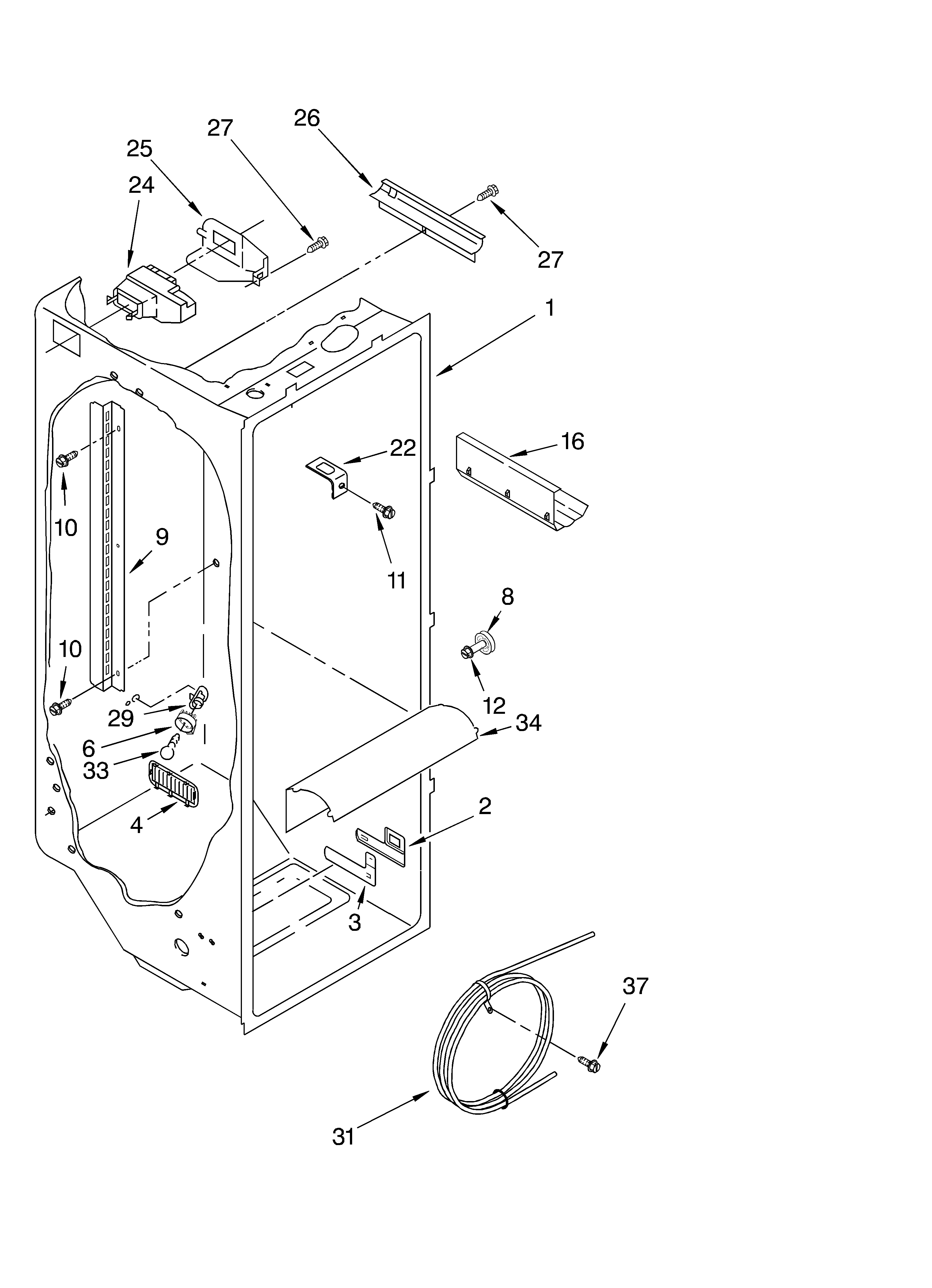 Whirlpool 3XES2SHGKQ02 refrigerator liner parts diagram