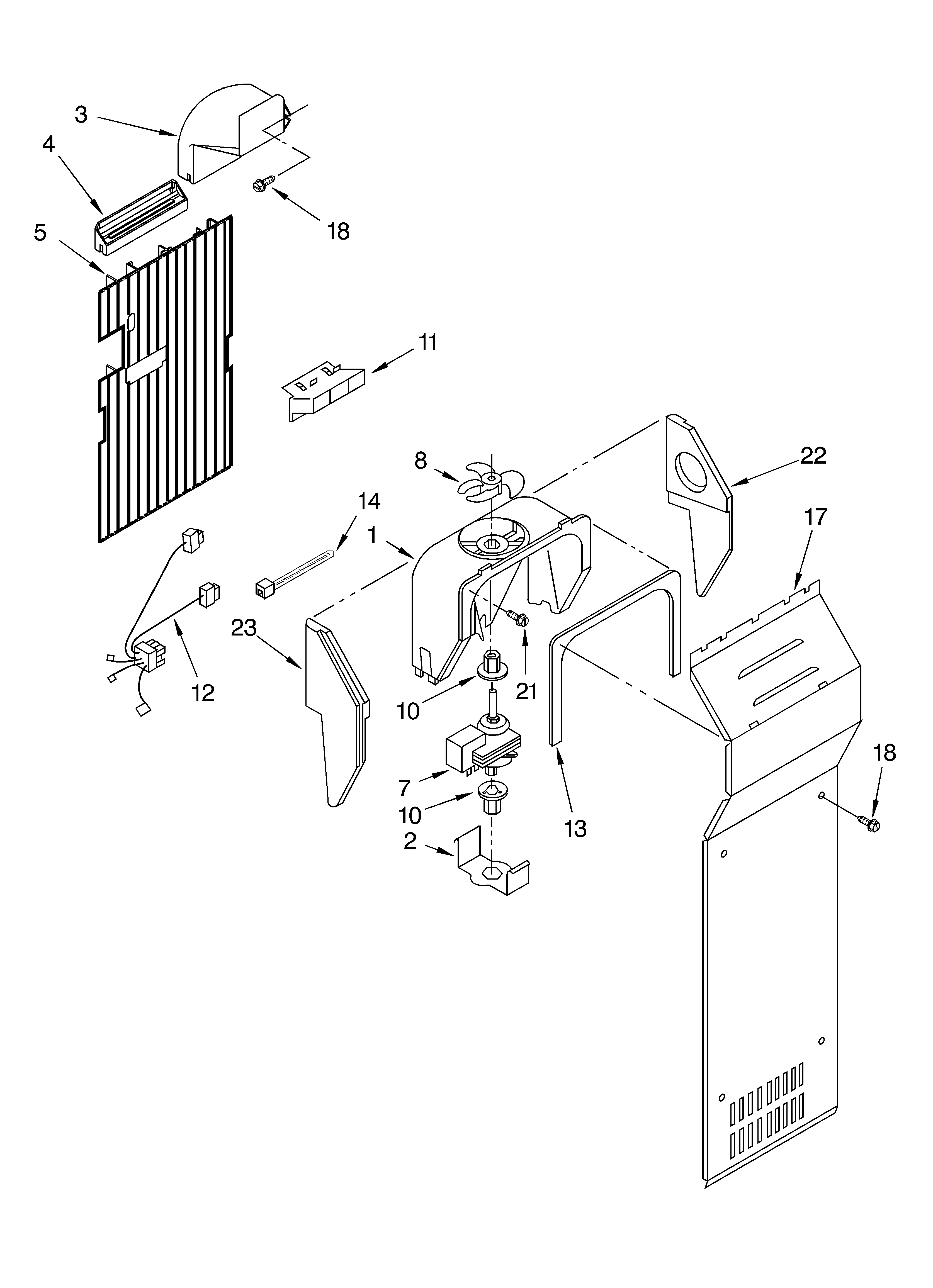 Whirlpool 3XES2SHGKQ02 air flow parts diagram