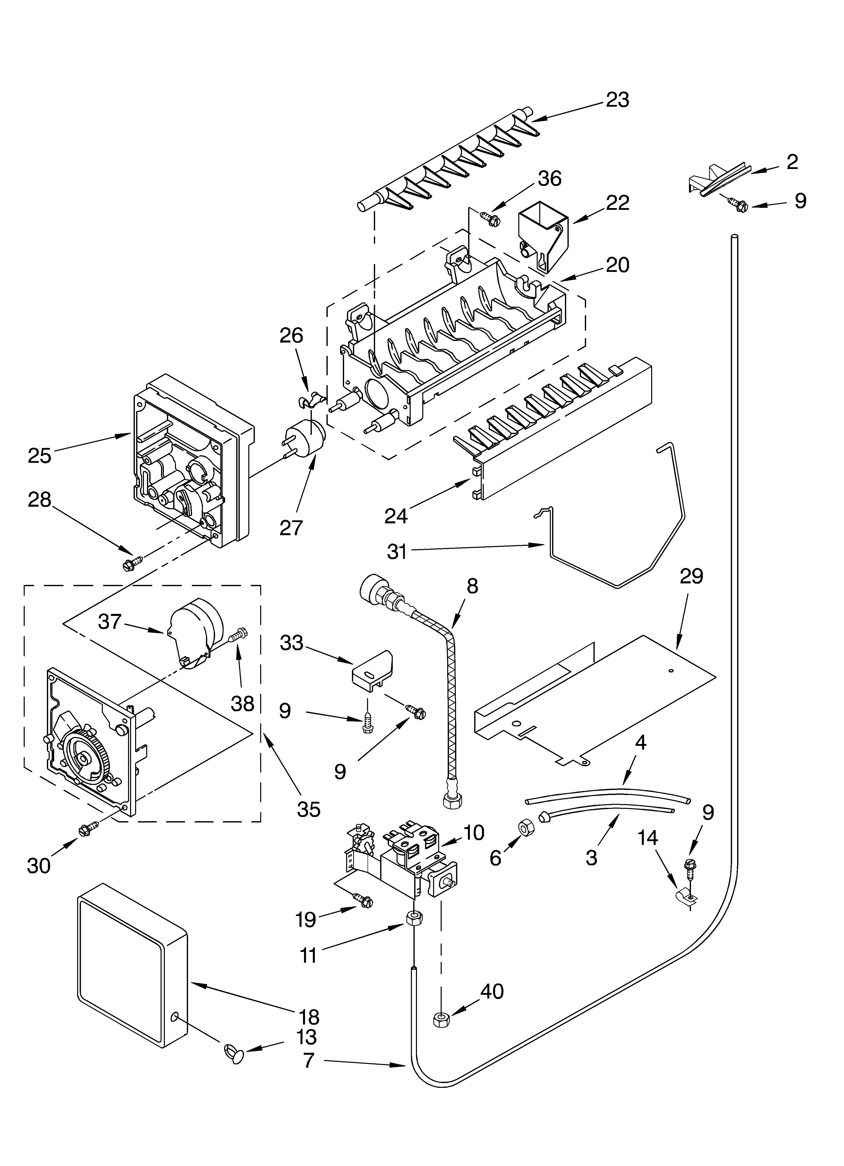 Whirlpool 3XES2SHGKQ02 icemaker parts, parts not illustrated diagram