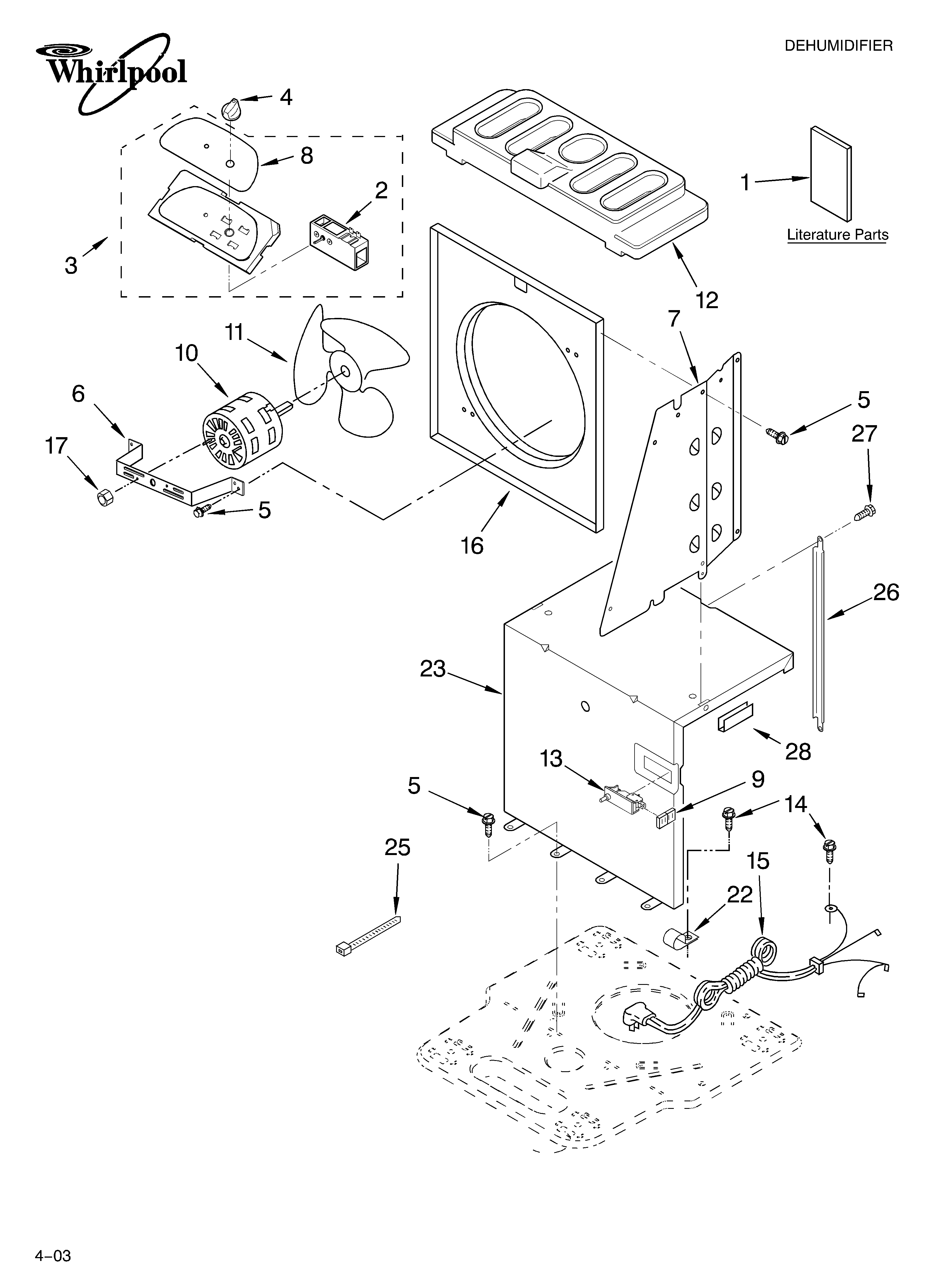 Whirlpool AD25BBL7 air flow and control parts diagram