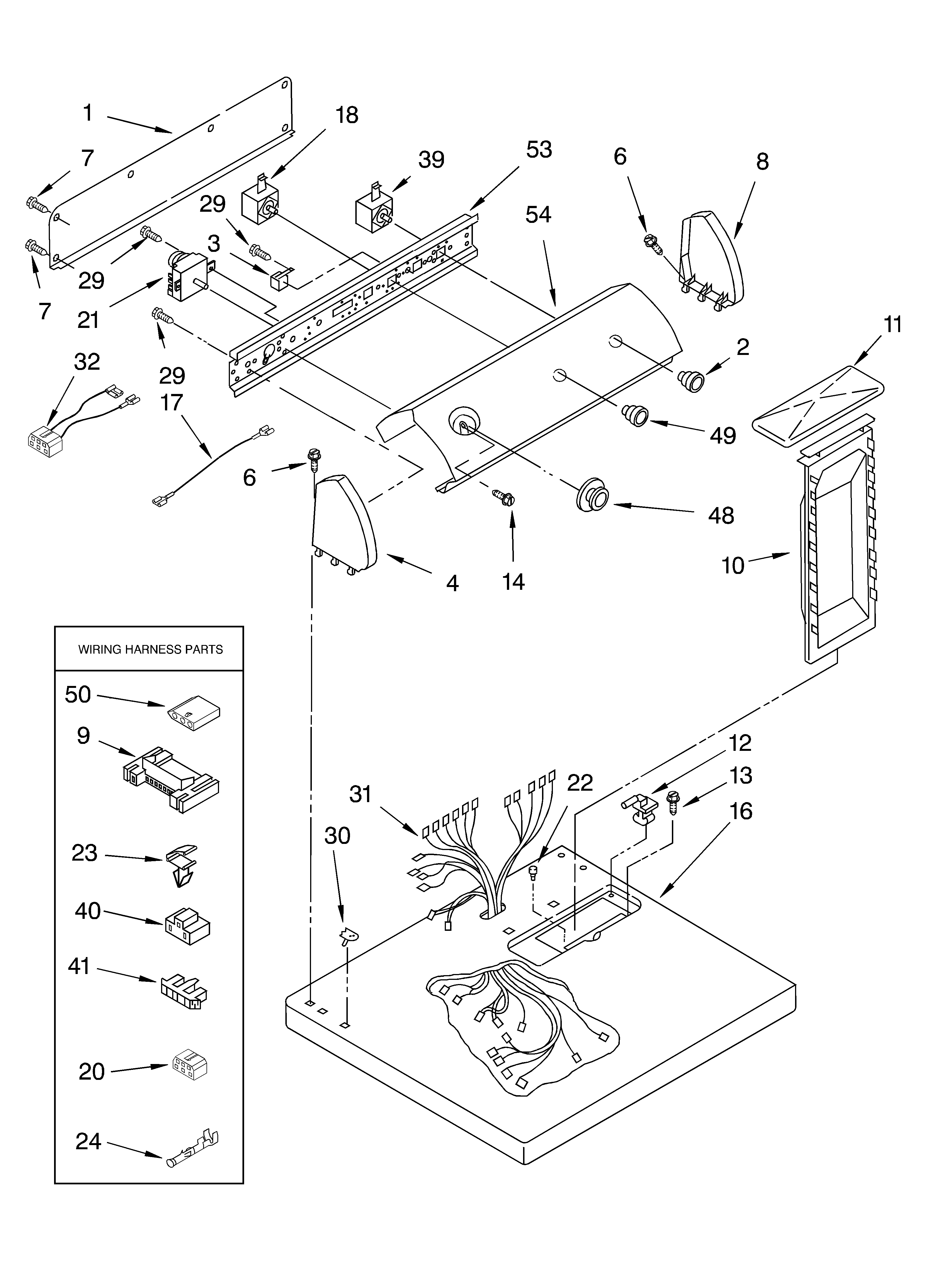 Crosley CEDS563MQ0 top and console parts diagram