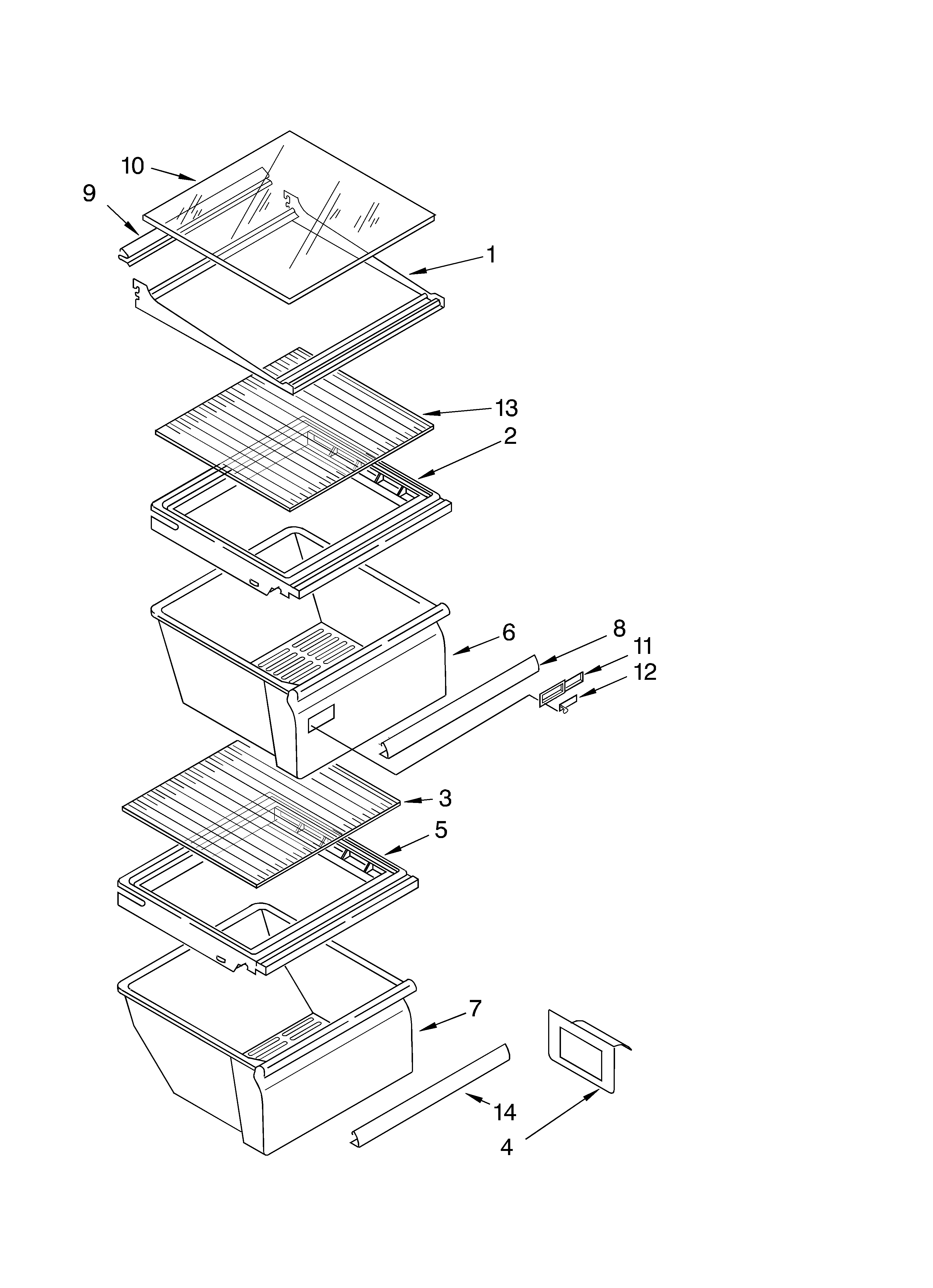 Whirlpool ED2GHGXMQ00 refrigerator shelf parts diagram