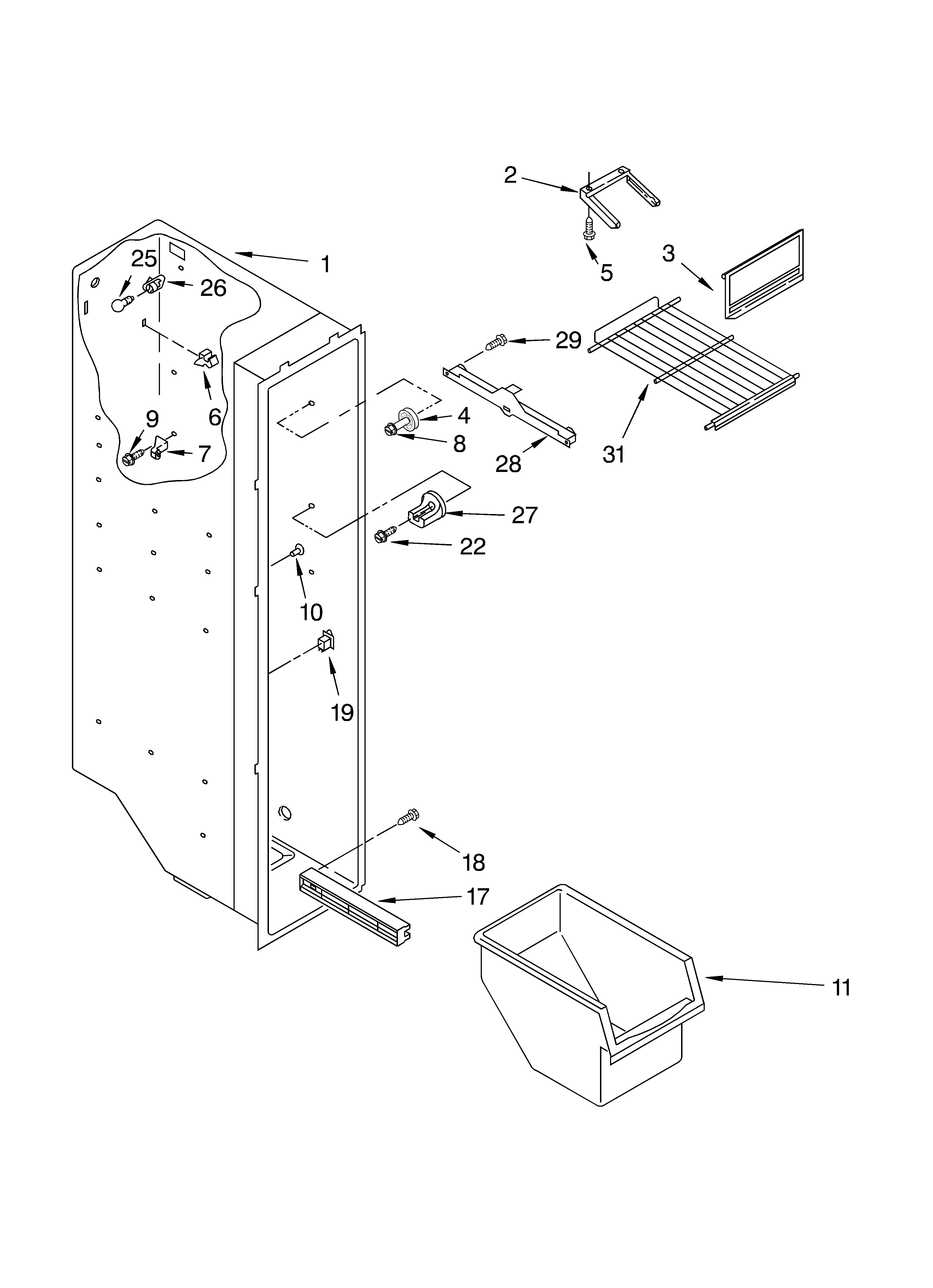 Whirlpool ED2GHGXMQ00 freezer liner parts diagram
