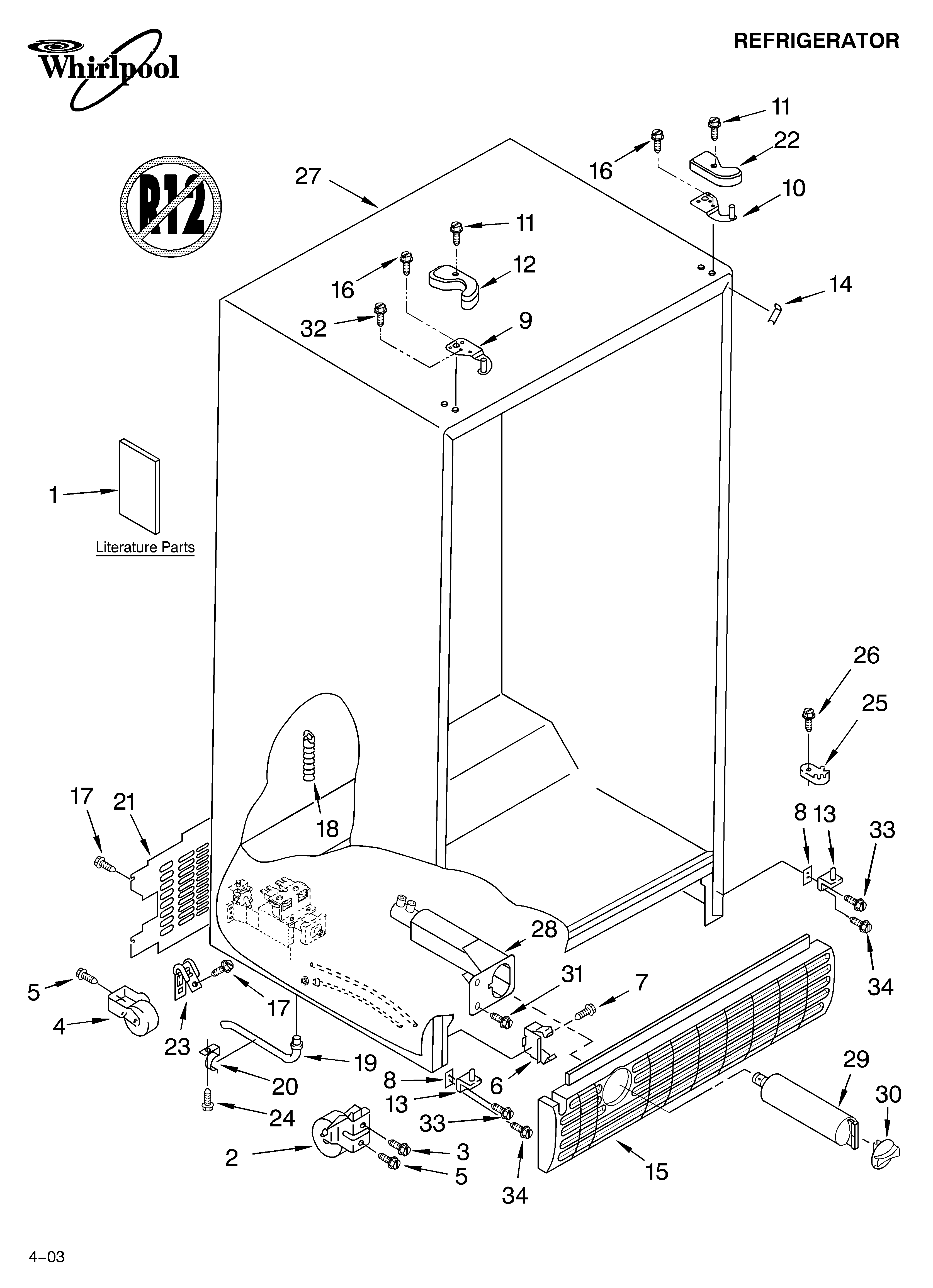 Whirlpool ED2PHEXMT00 cabinet parts diagram