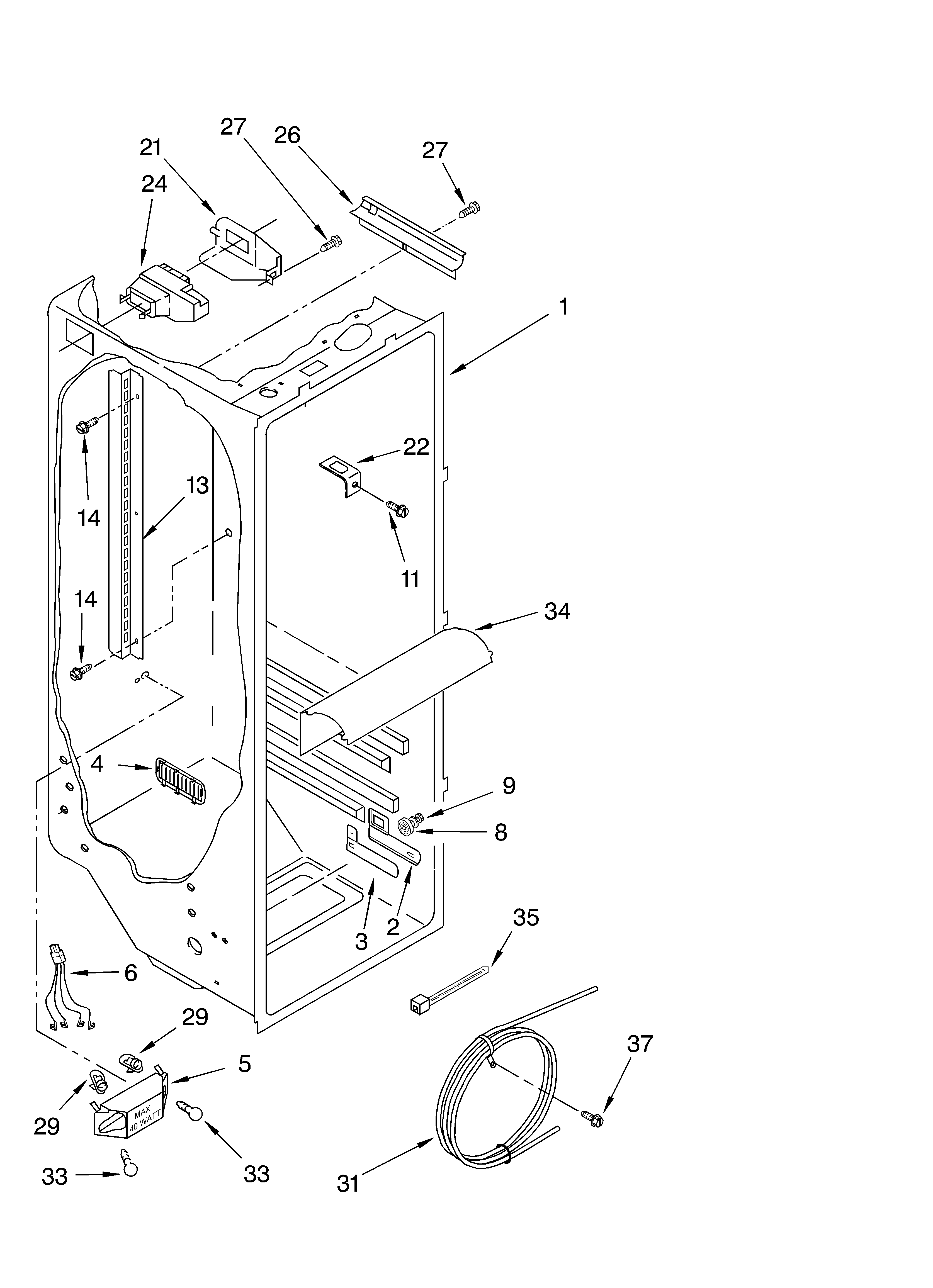 Whirlpool ED2PHEXMT00 refrigerator liner parts diagram