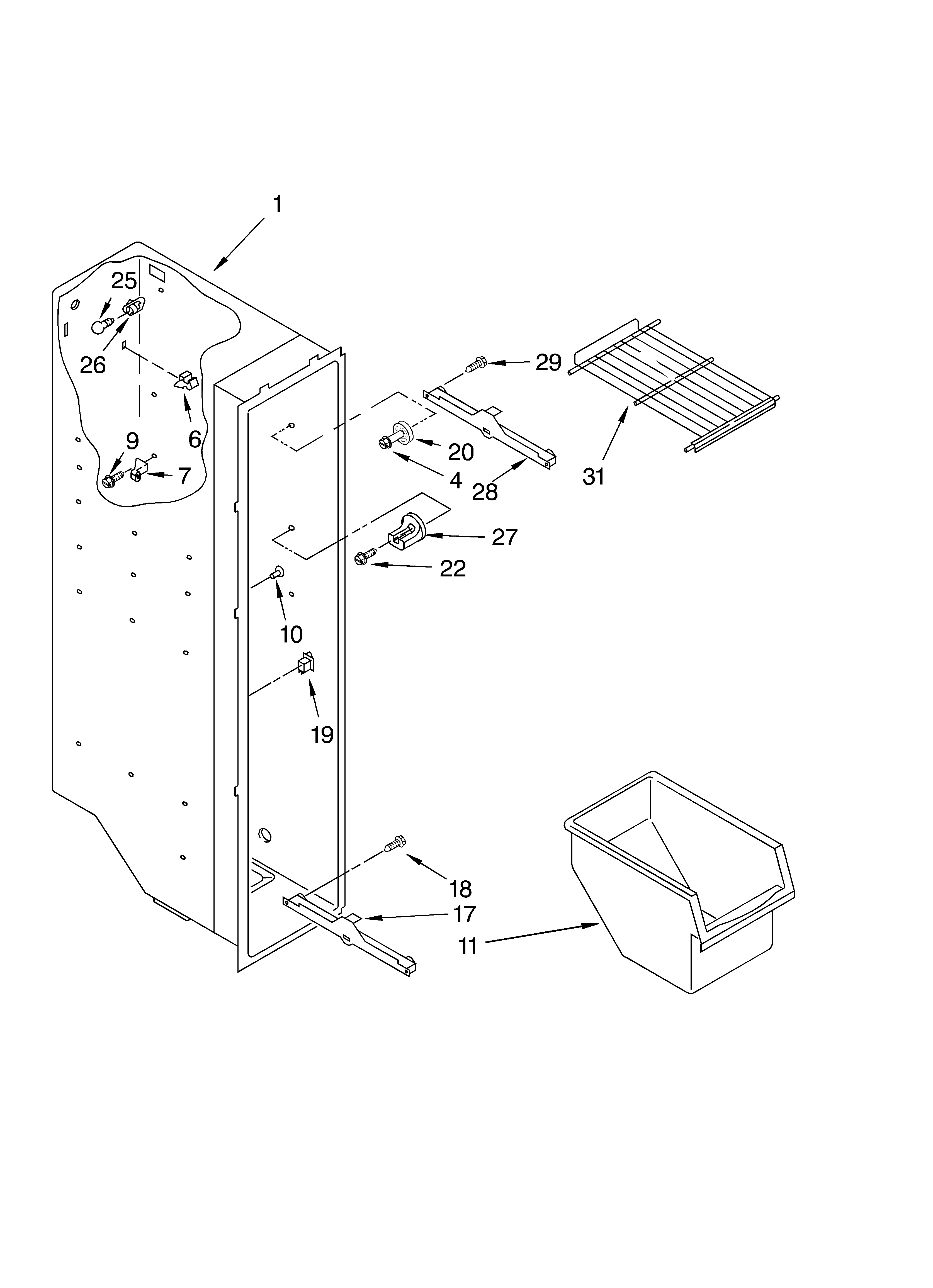 Whirlpool ED2PHEXMT00 freezer liner parts diagram