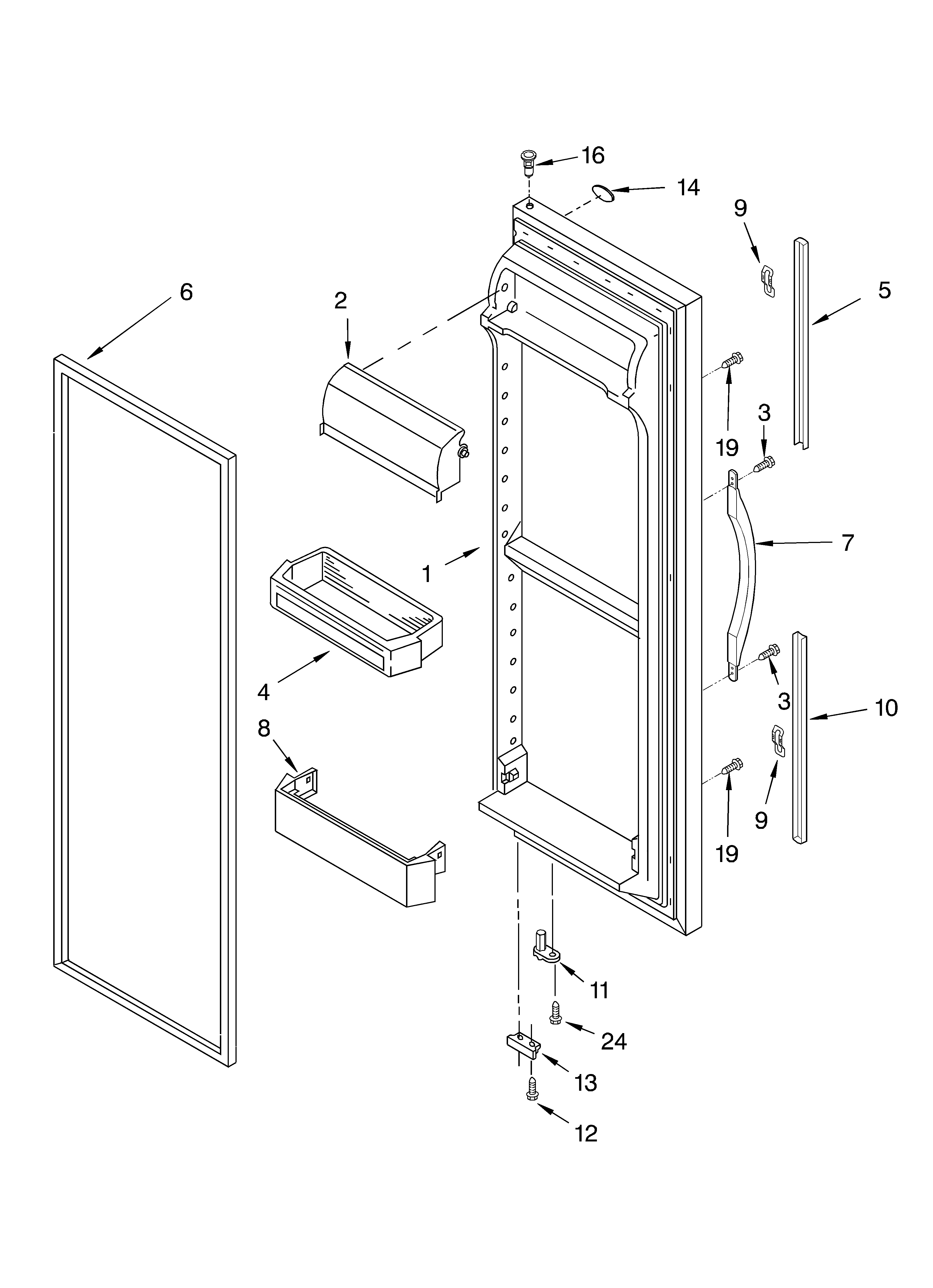 Whirlpool ED2PHEXMT00 refrigerator door parts diagram