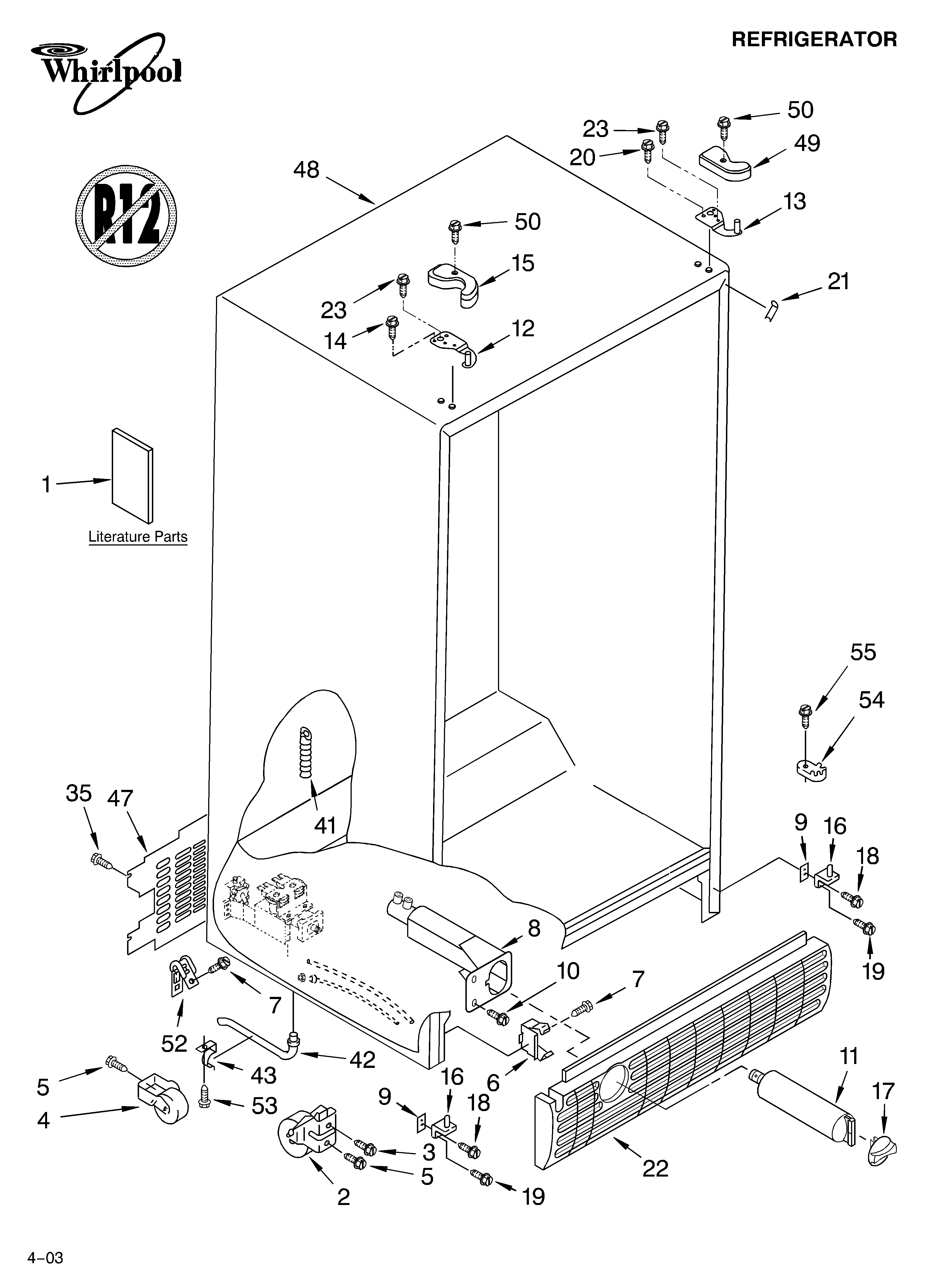 Whirlpool ED5NHEXMQ00 cabinet parts diagram