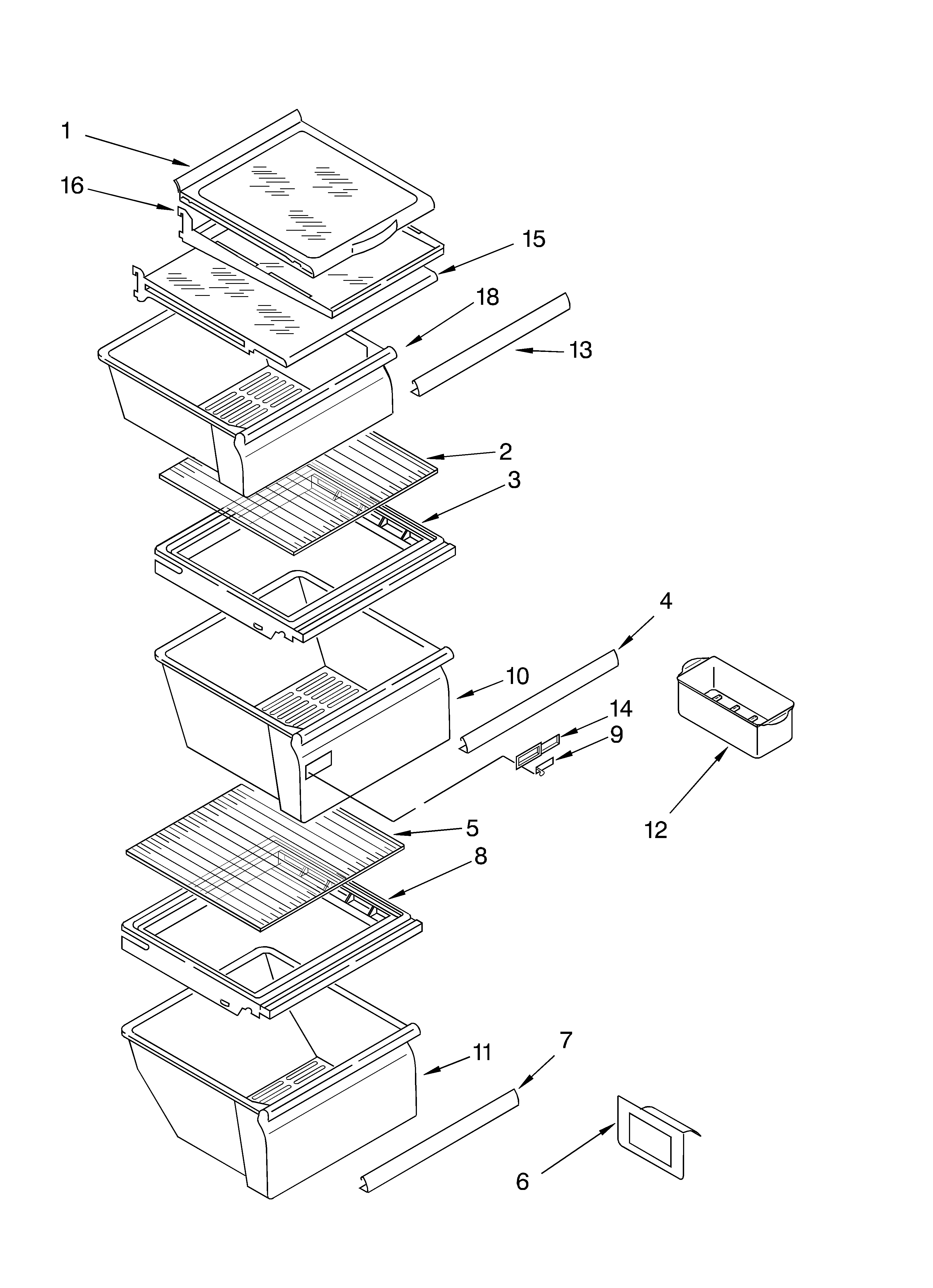 Whirlpool ED5NHEXMQ00 refrigerator shelf parts diagram