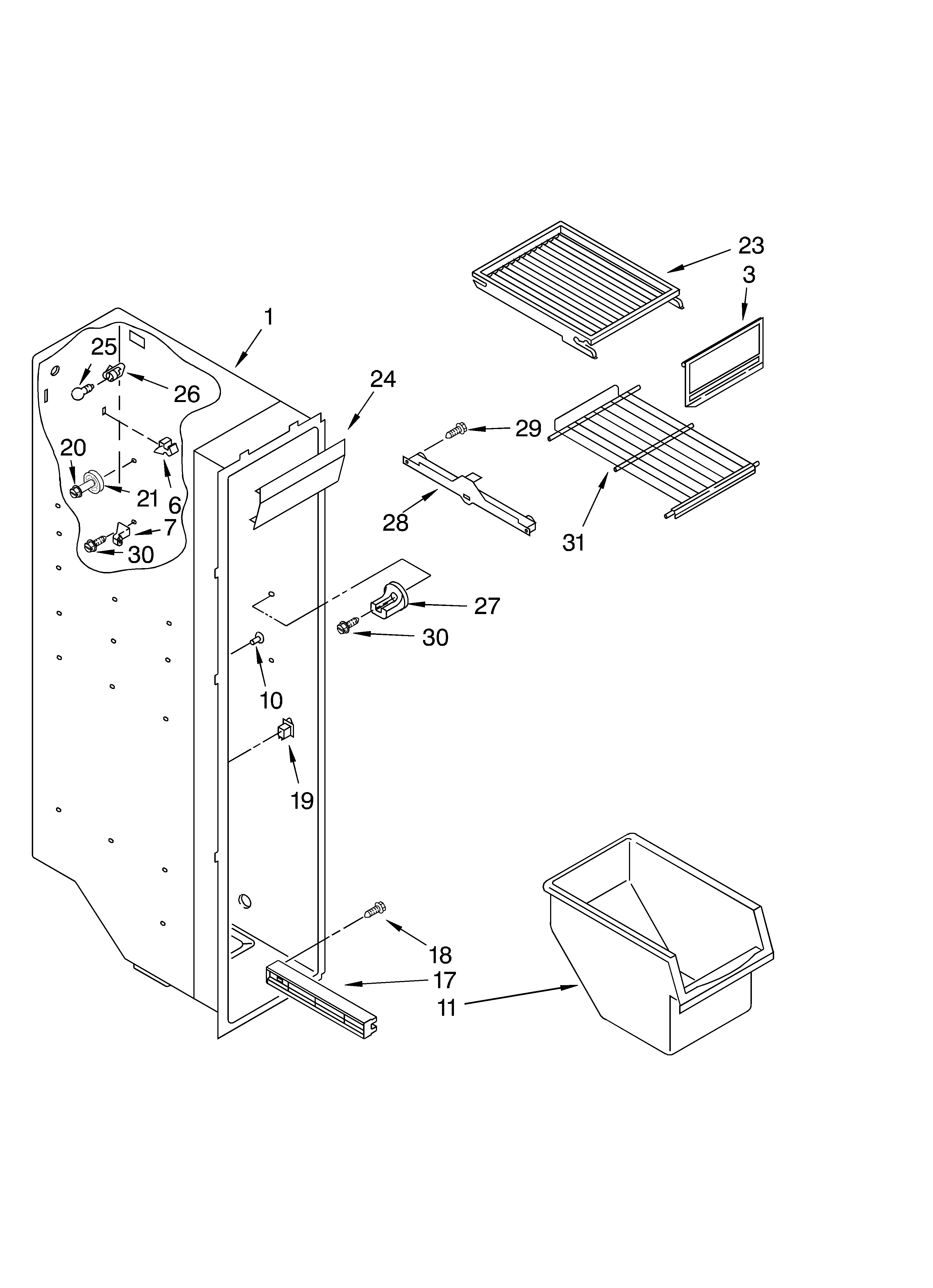 Whirlpool ED5PHEXMQ00 freezer liner parts diagram