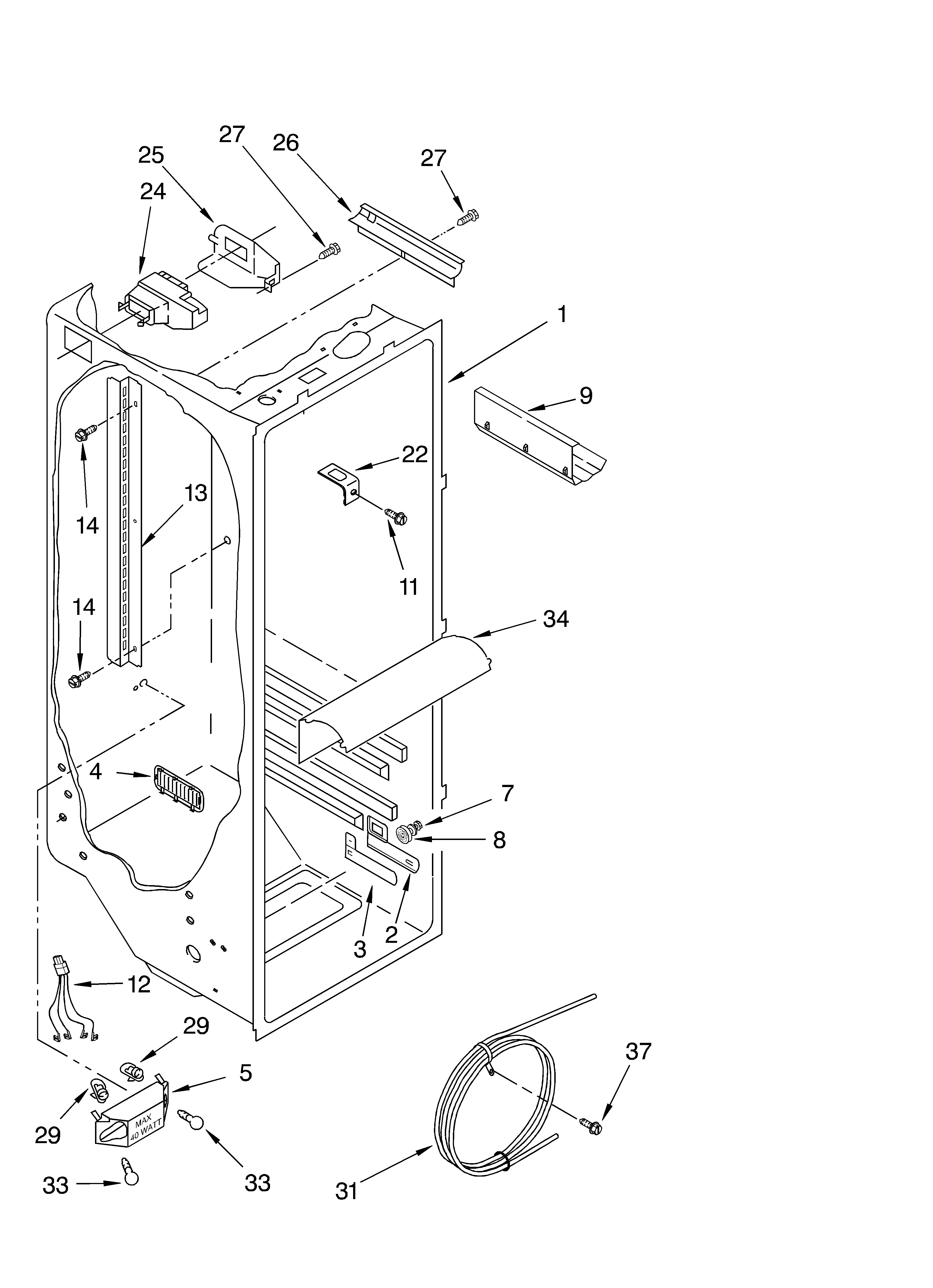 Whirlpool ED5SHGXMQ00 refrigerator liner parts diagram