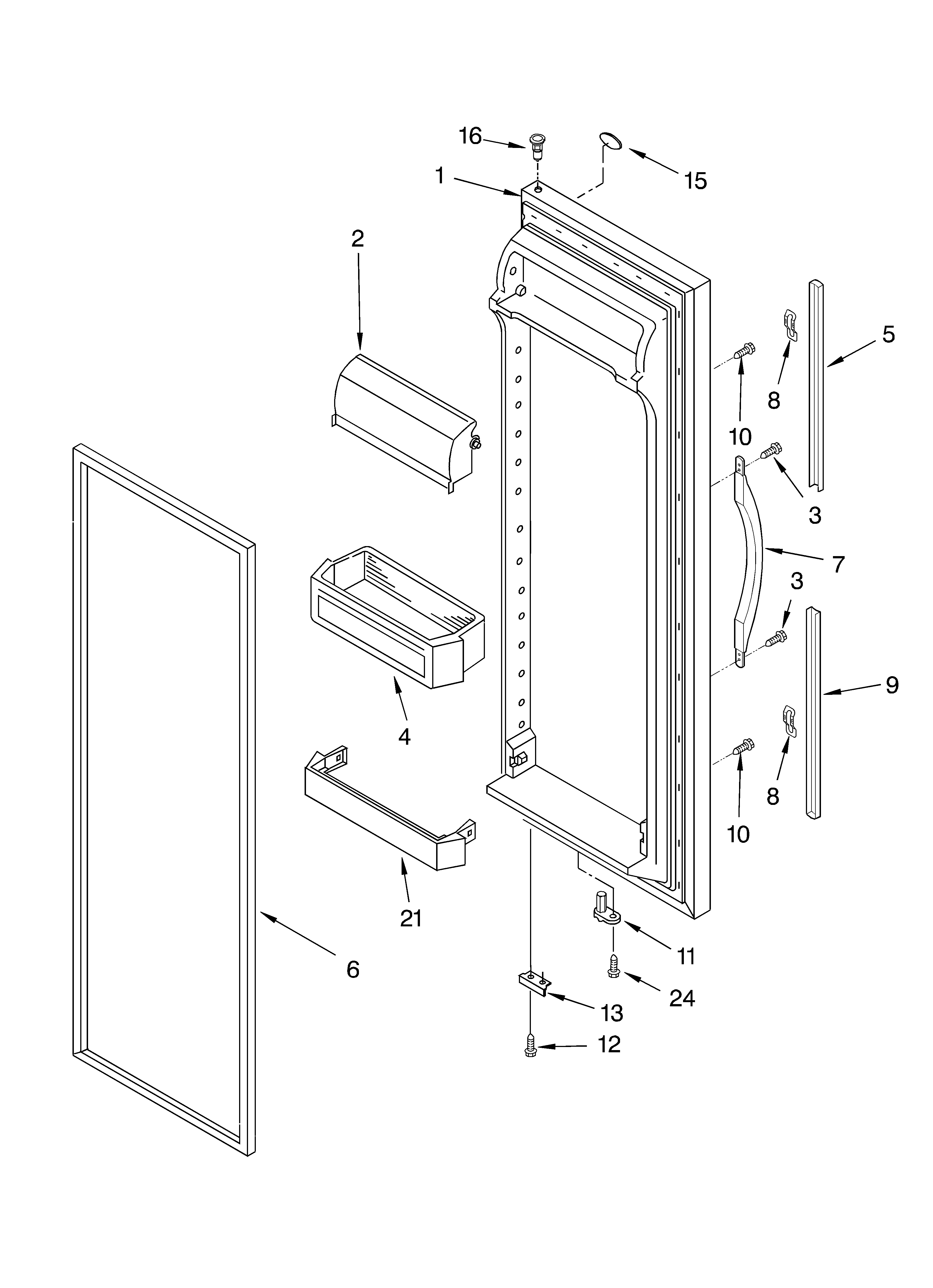 Whirlpool ED5SHGXMQ00 refrigerator door parts diagram
