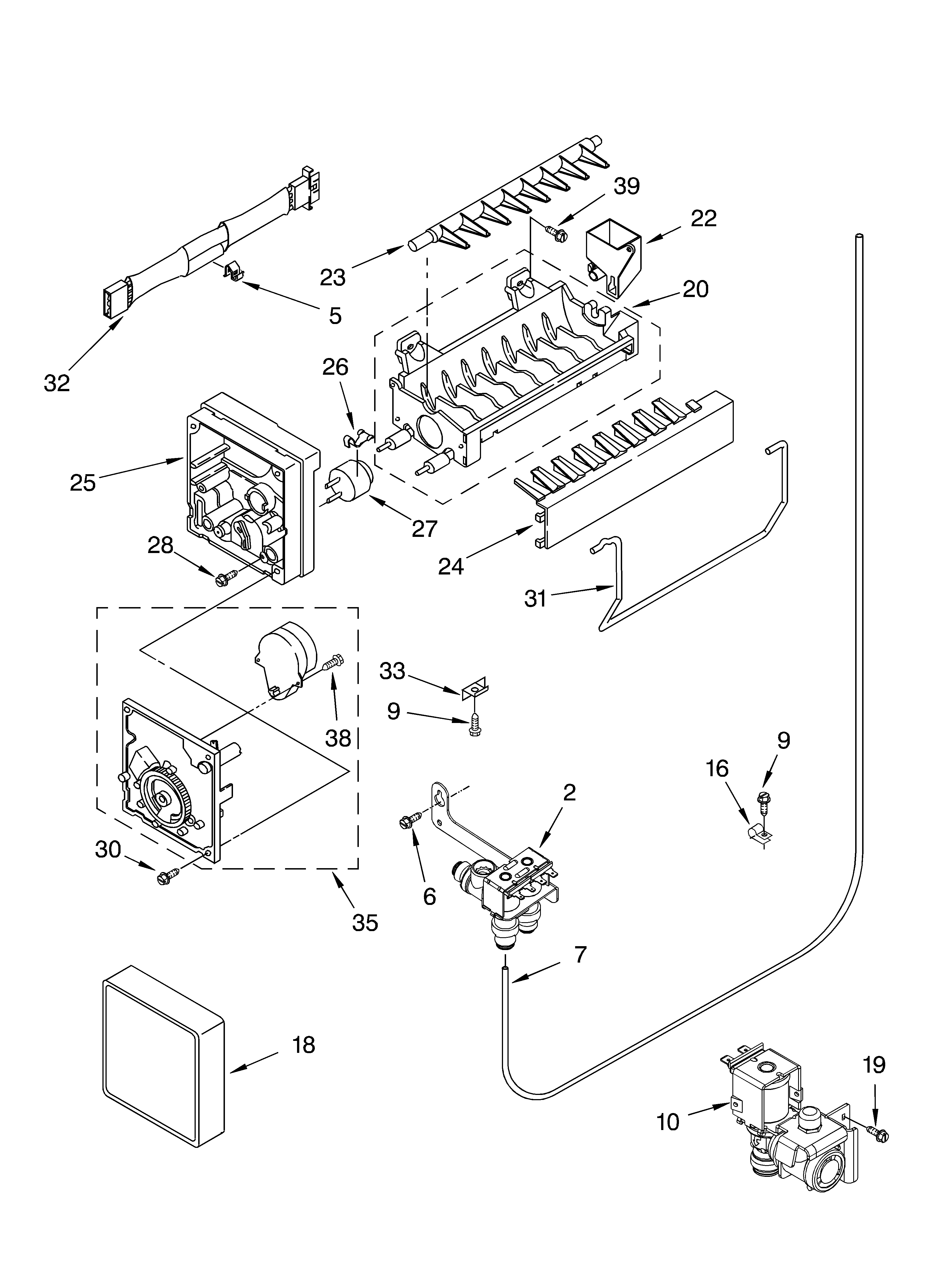 Whirlpool ET9FTTXLT12 icemaker parts diagram
