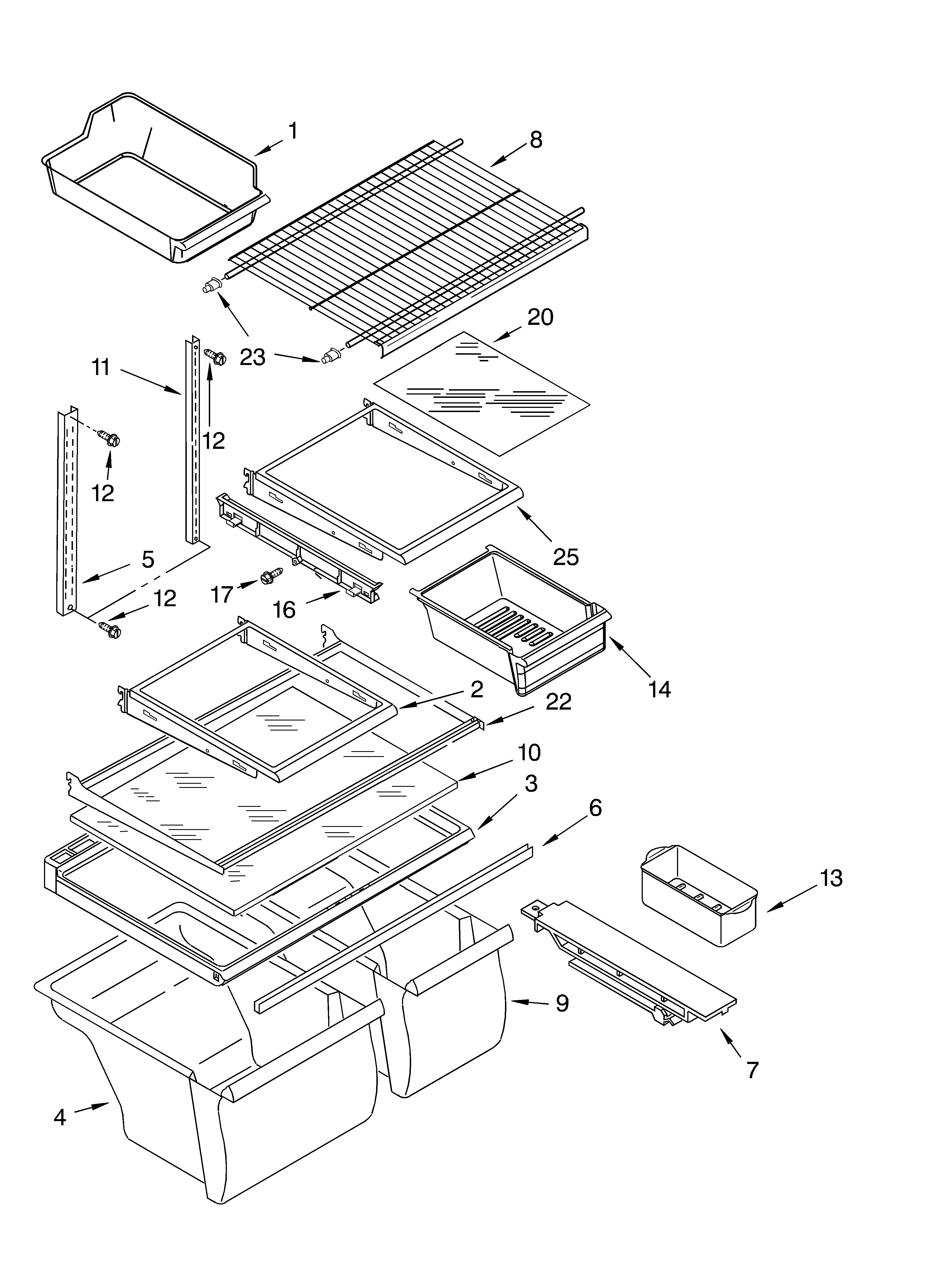 Whirlpool ET9FTTXLT12 shelf parts diagram