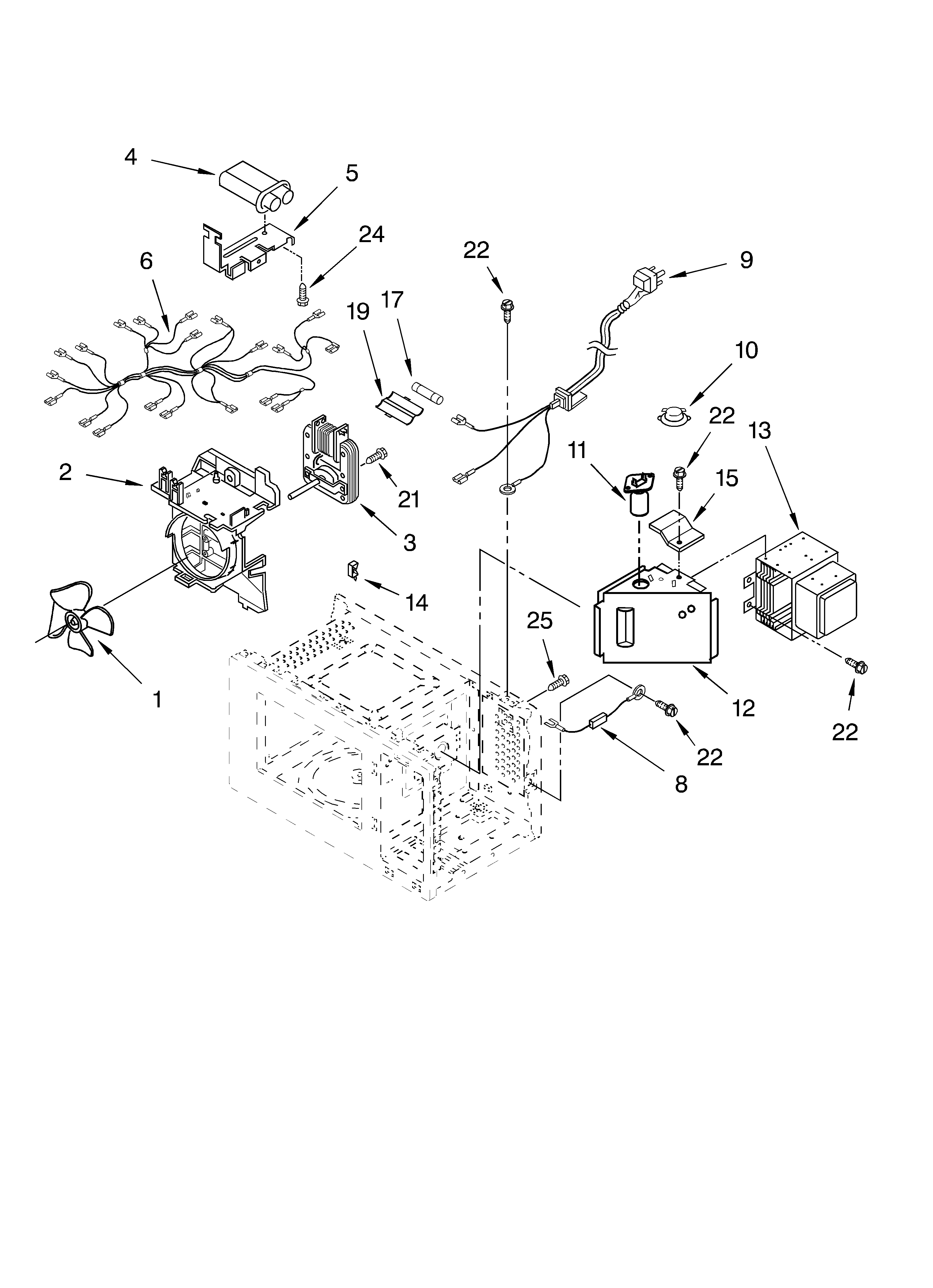 KitchenAid KCMS185JBL2 oven interior parts diagram