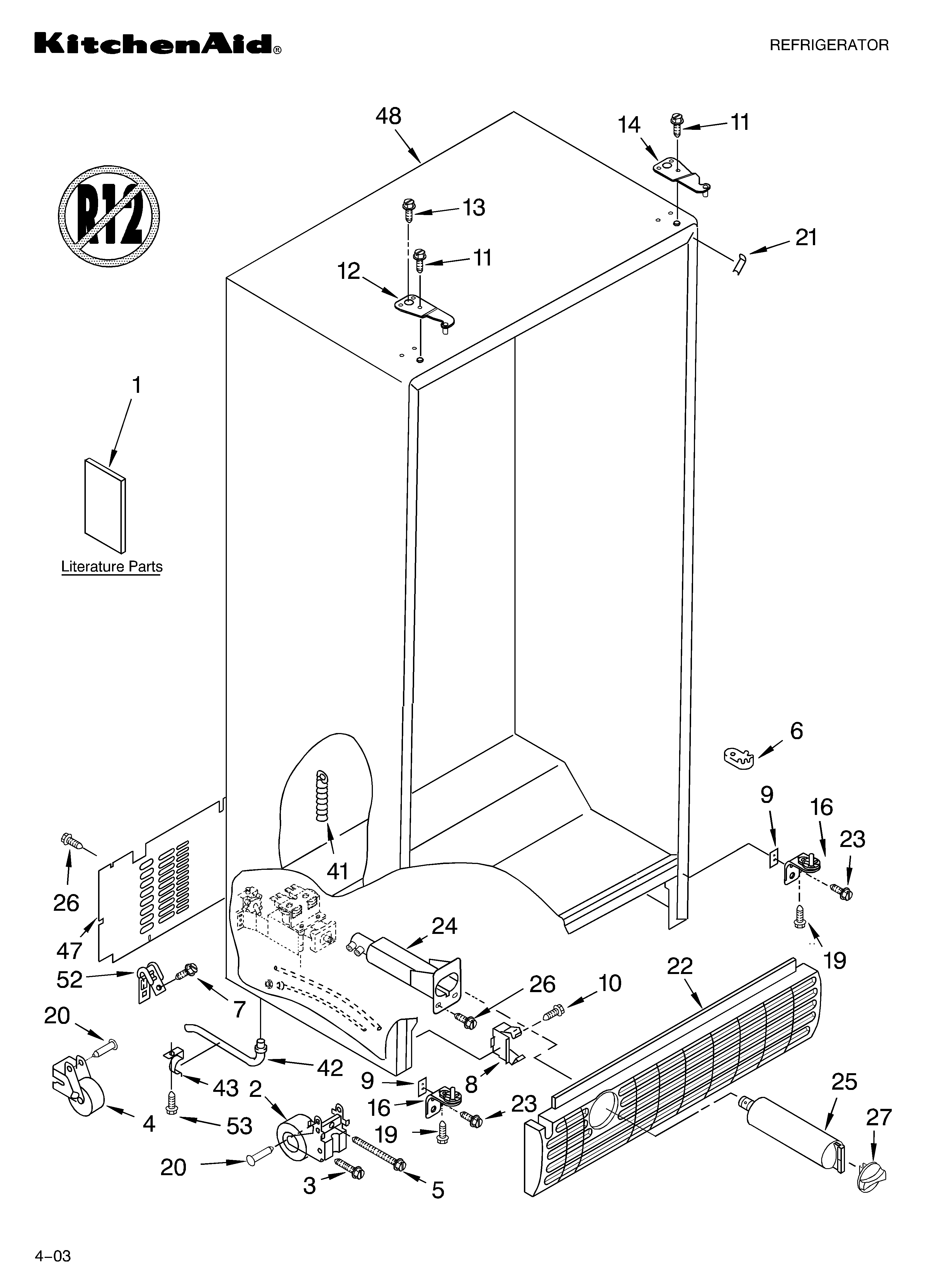 KitchenAid KSCS25FKSS01 cabinet parts diagram