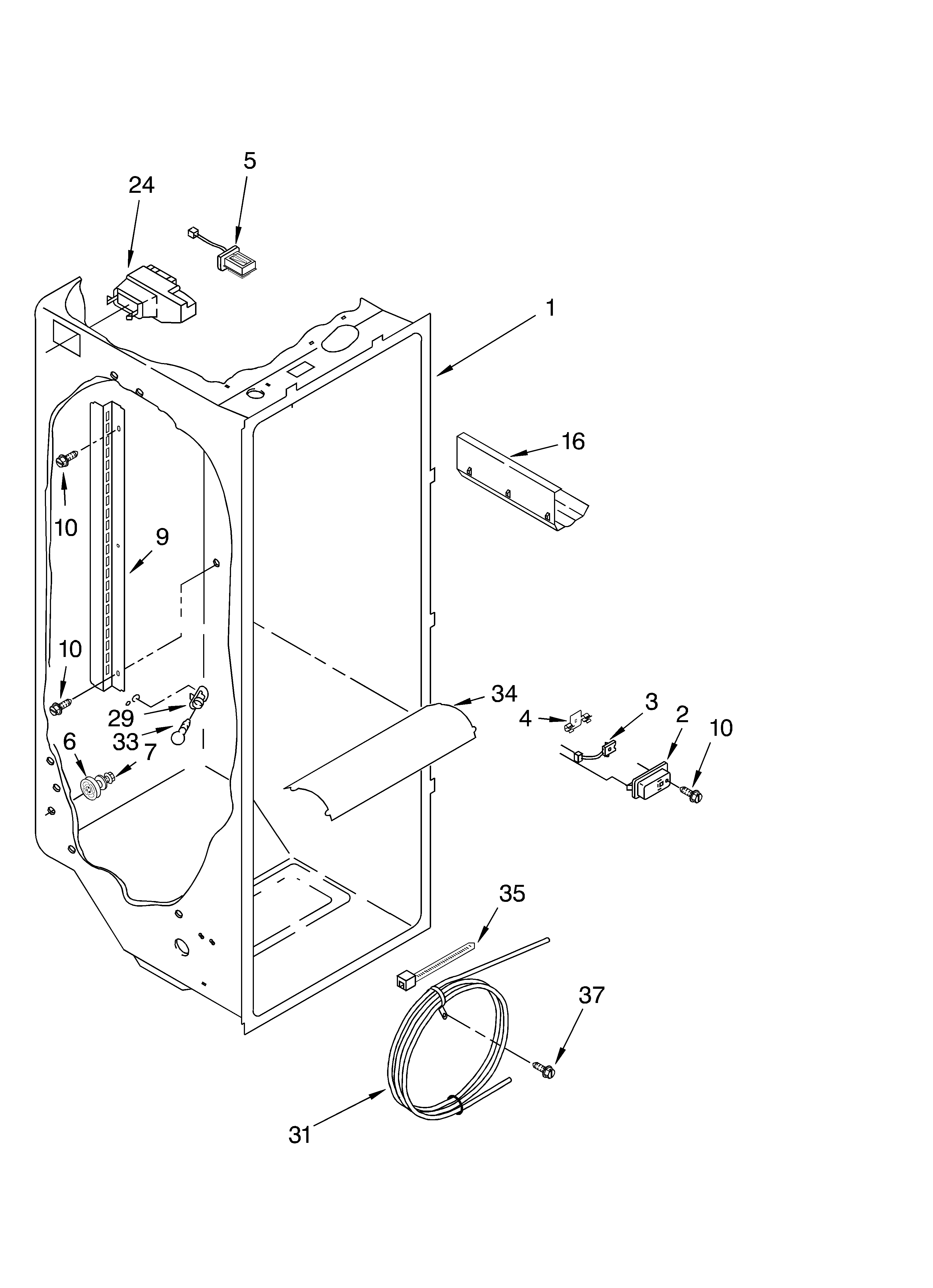 KitchenAid KSCS25FKSS01 refrigerator liner parts diagram