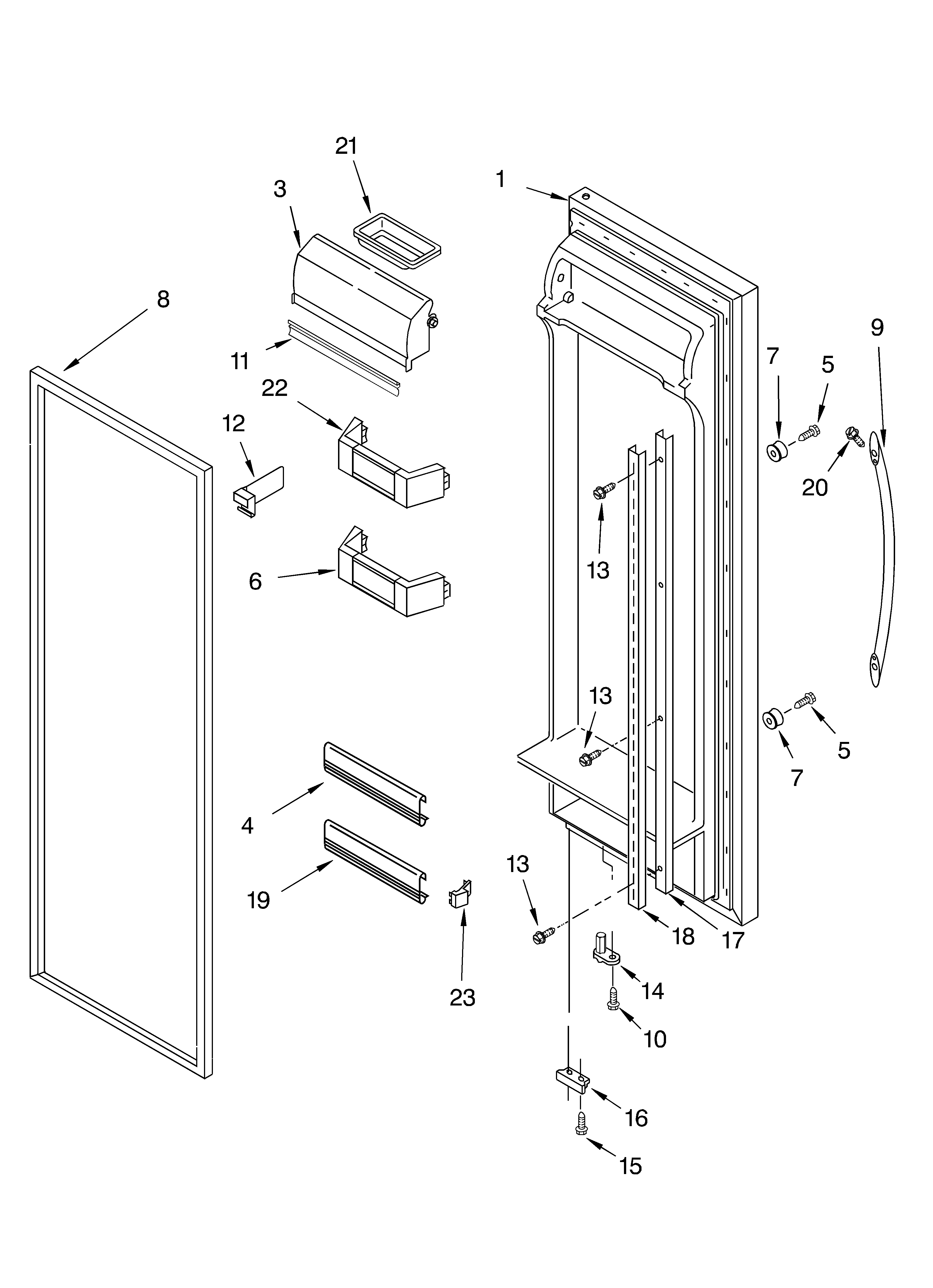 KitchenAid KSCS25FKSS01 refrigerator door parts diagram