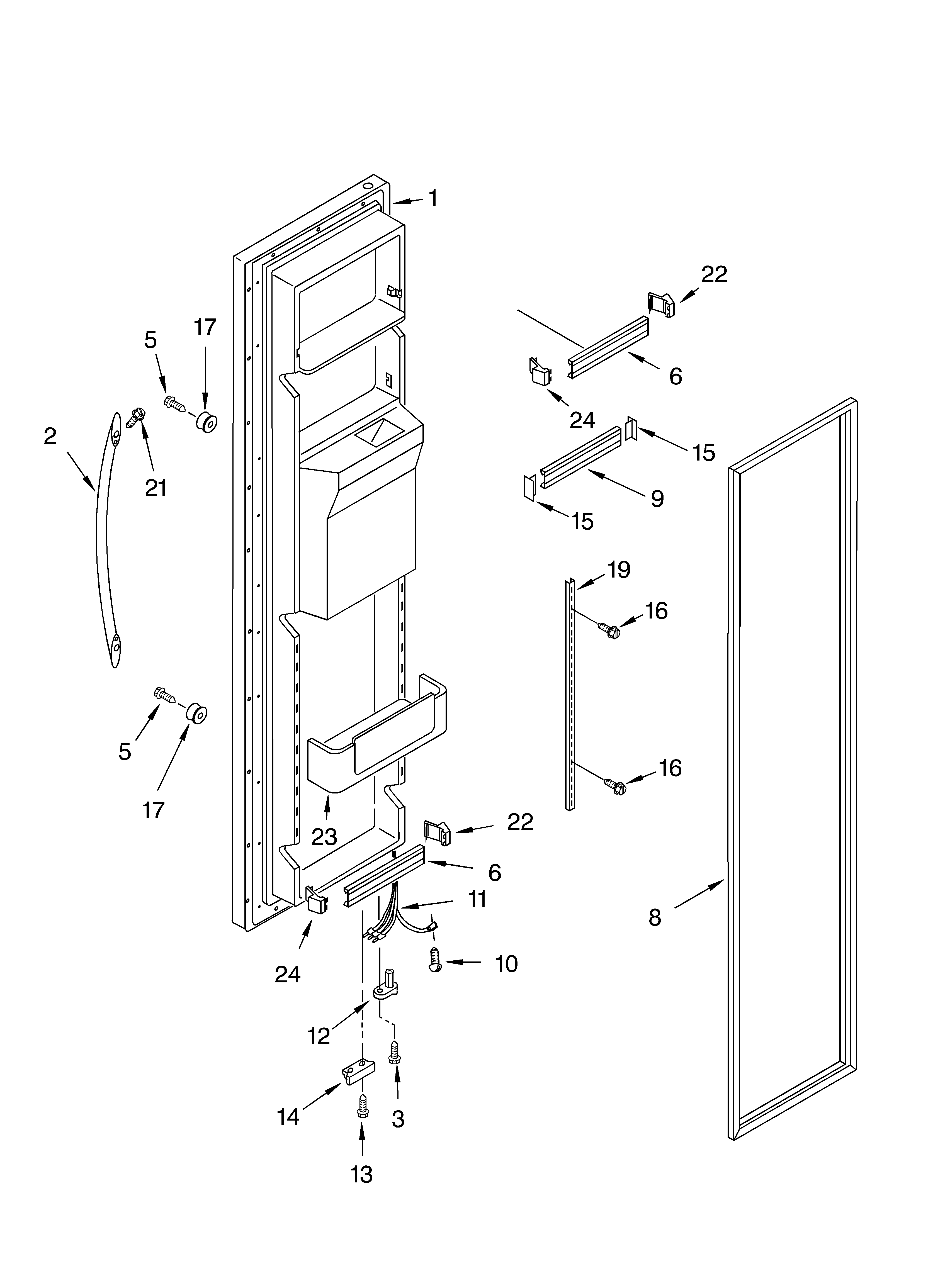 KitchenAid KSCS25FKSS01 freezer door parts diagram