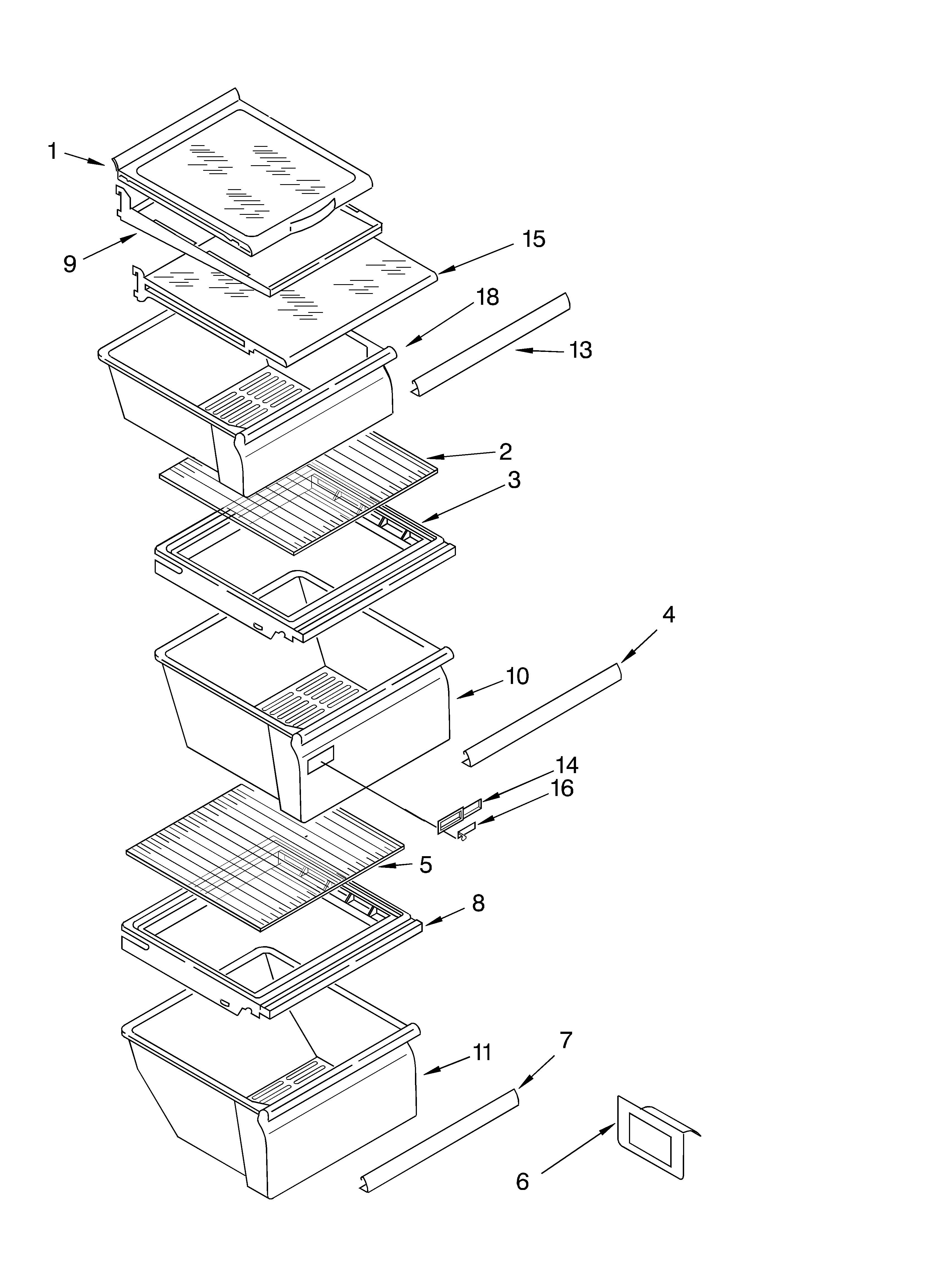 KitchenAid KSRD25FKBL03 refrigerator shelf parts diagram