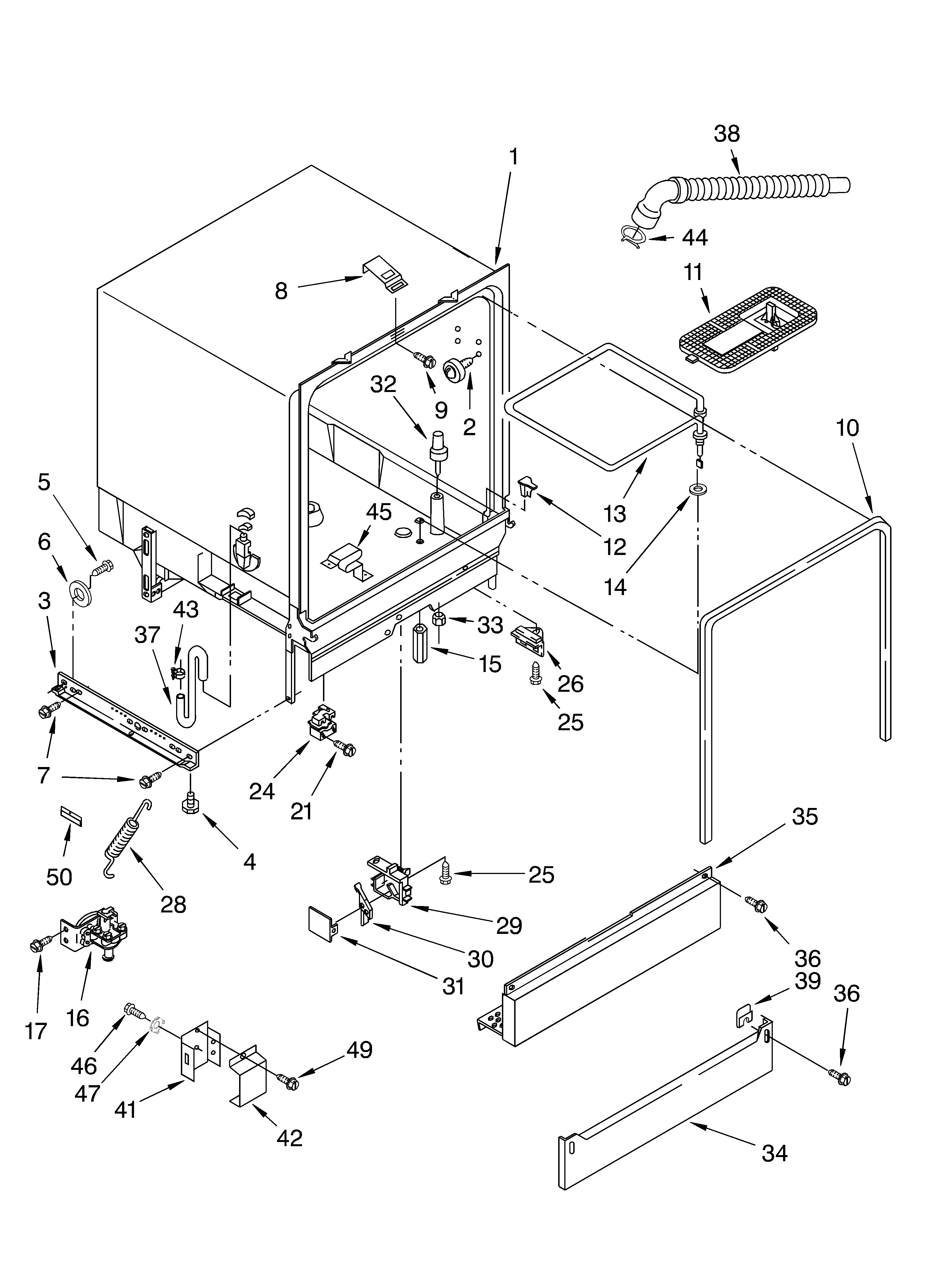 Roper RUD4000MB0 tub assembly parts diagram