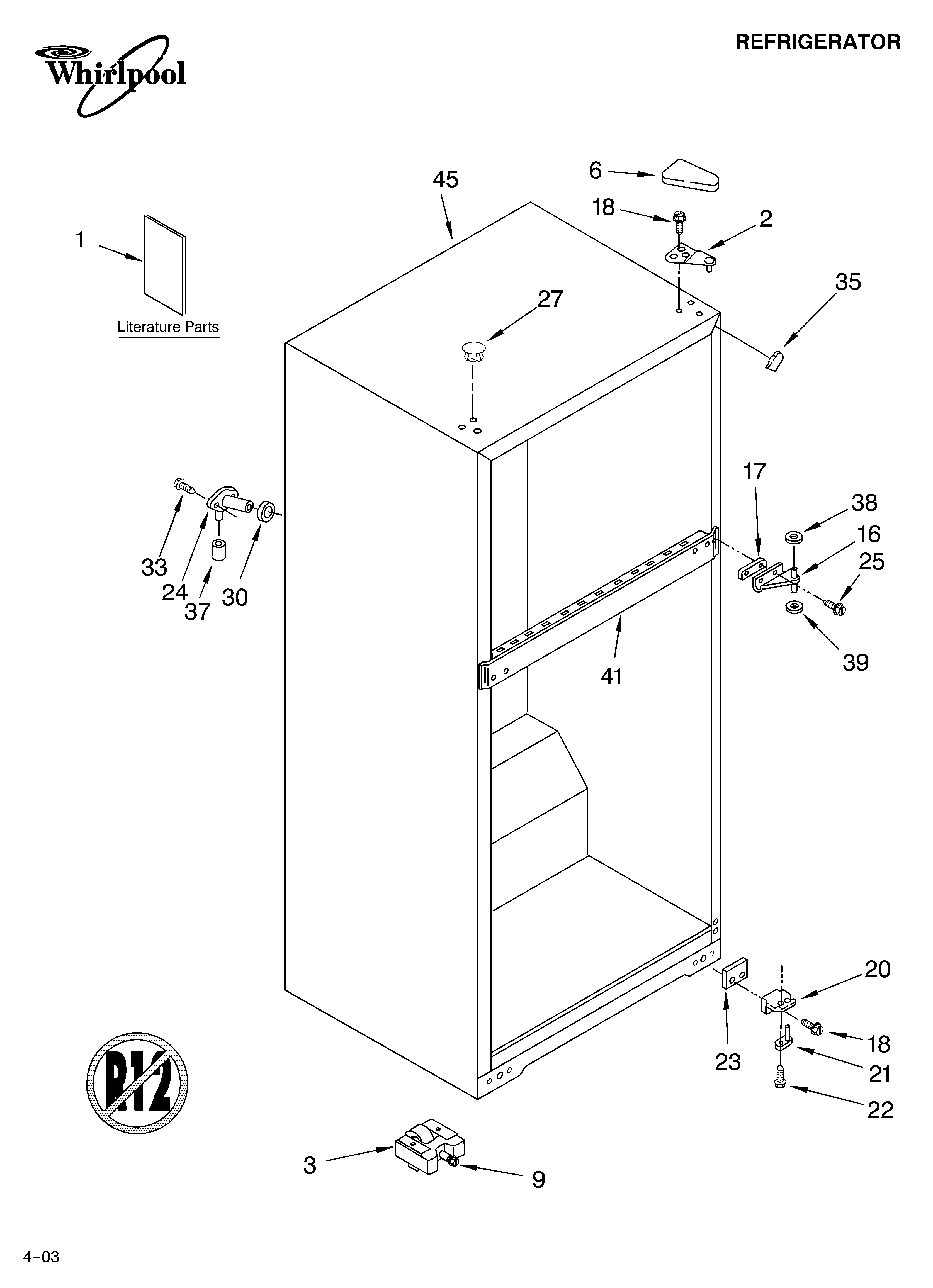 Whirlpool ER8GHKXMT00 cabinet parts diagram