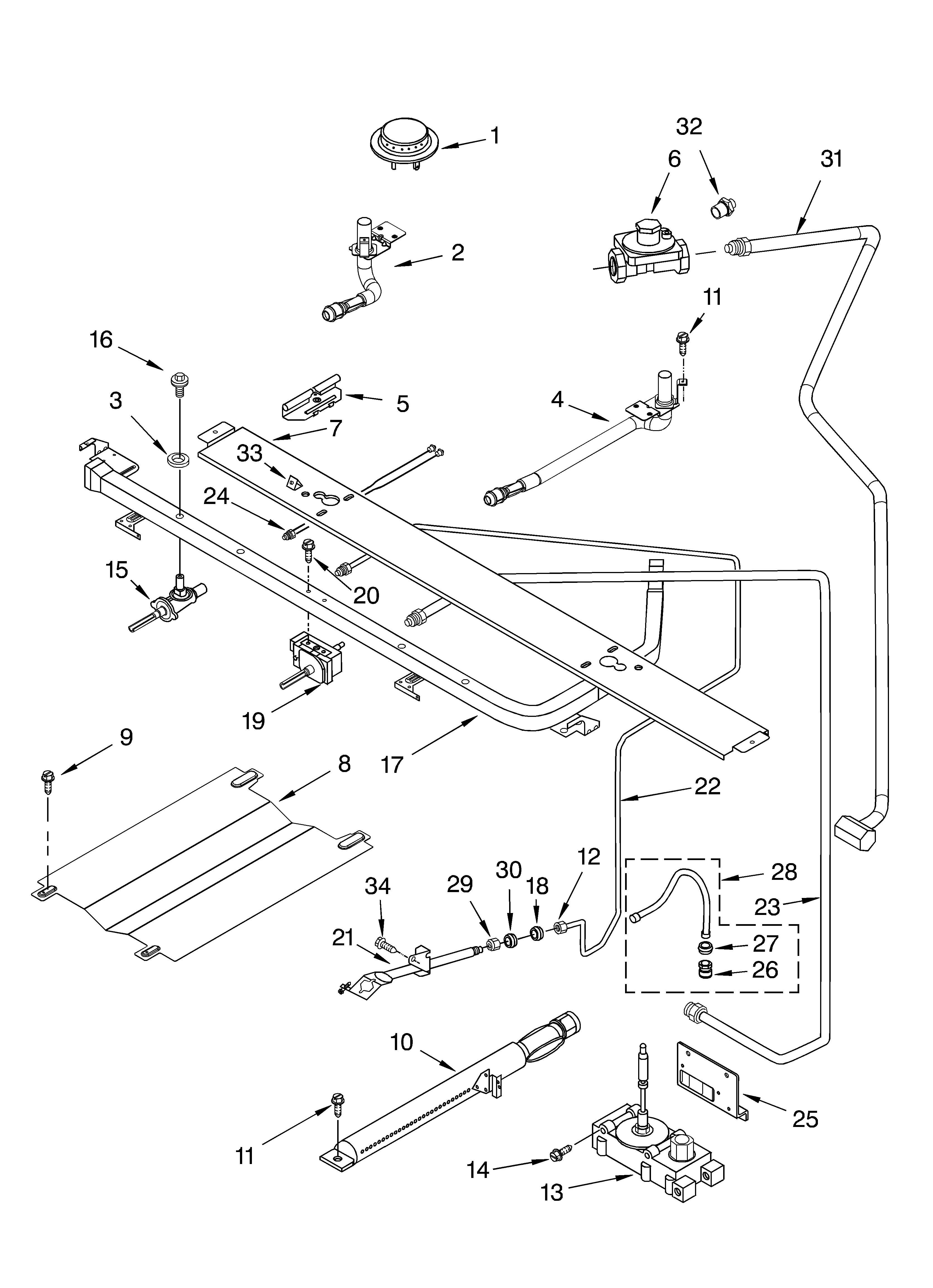 Roper FGP300KN1 manifold parts diagram