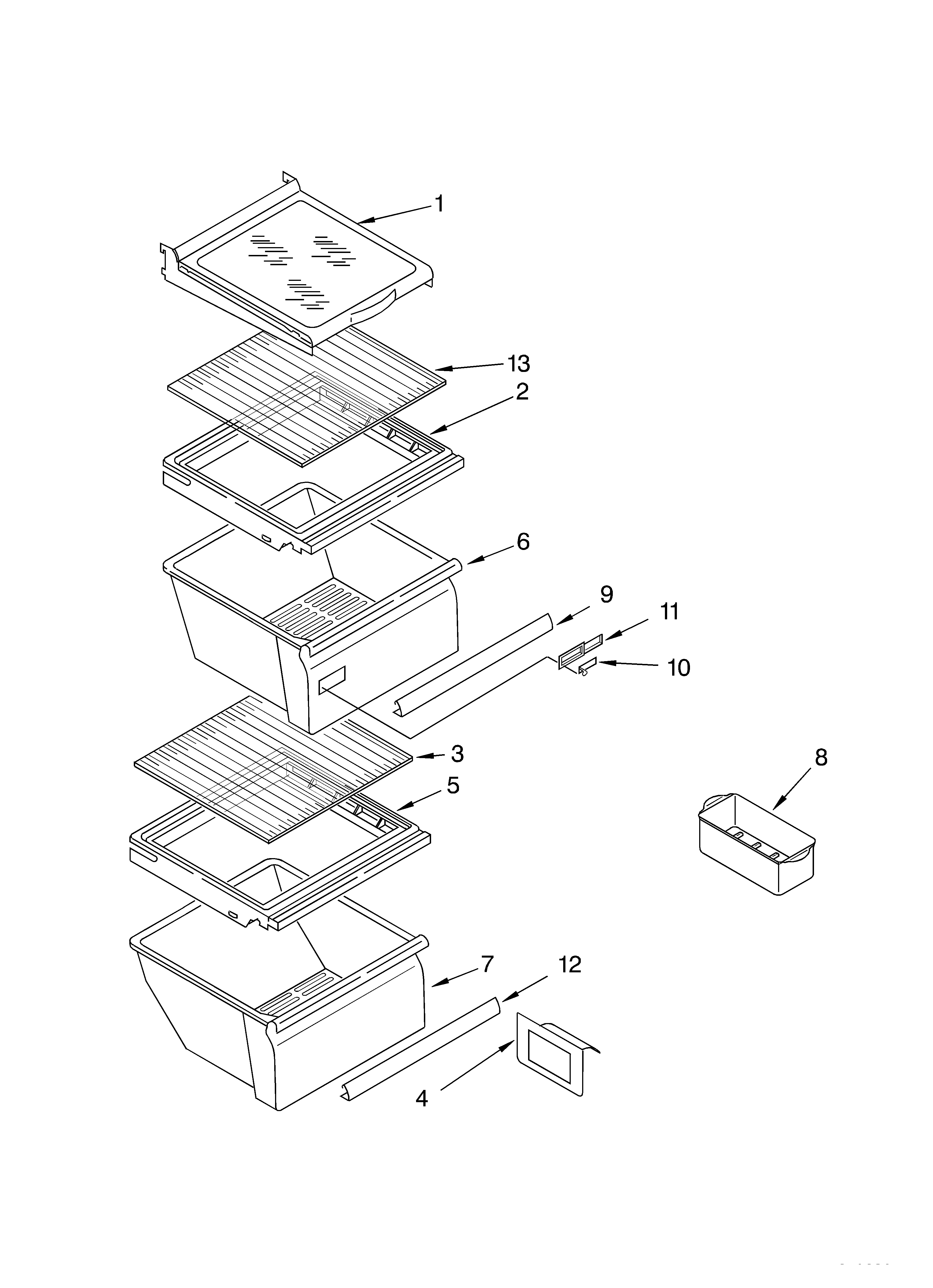 Whirlpool ED2SHGXMT00 refrigerator shelf parts diagram