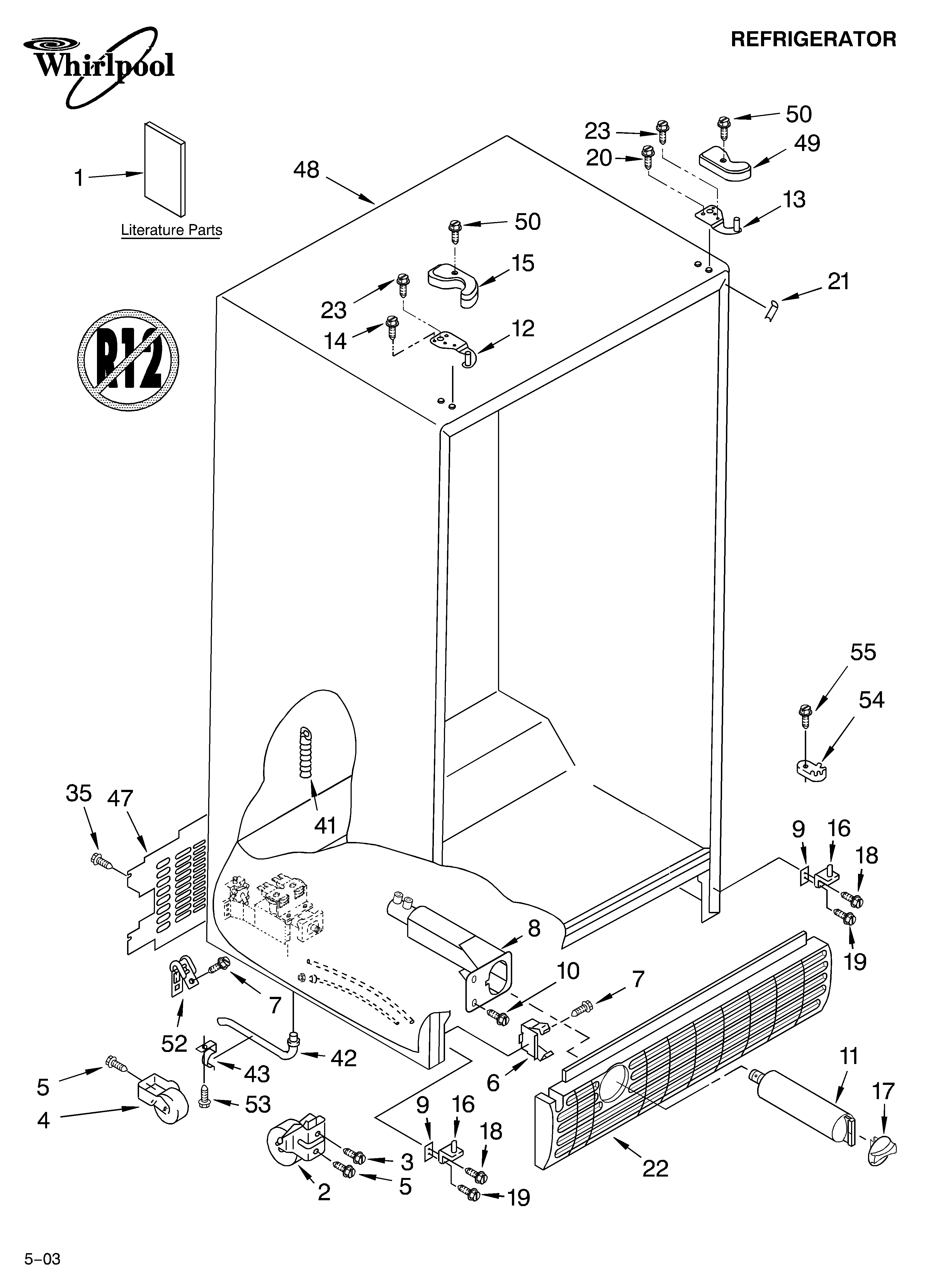 Whirlpool ED5YHEXMS00 cabinet parts diagram
