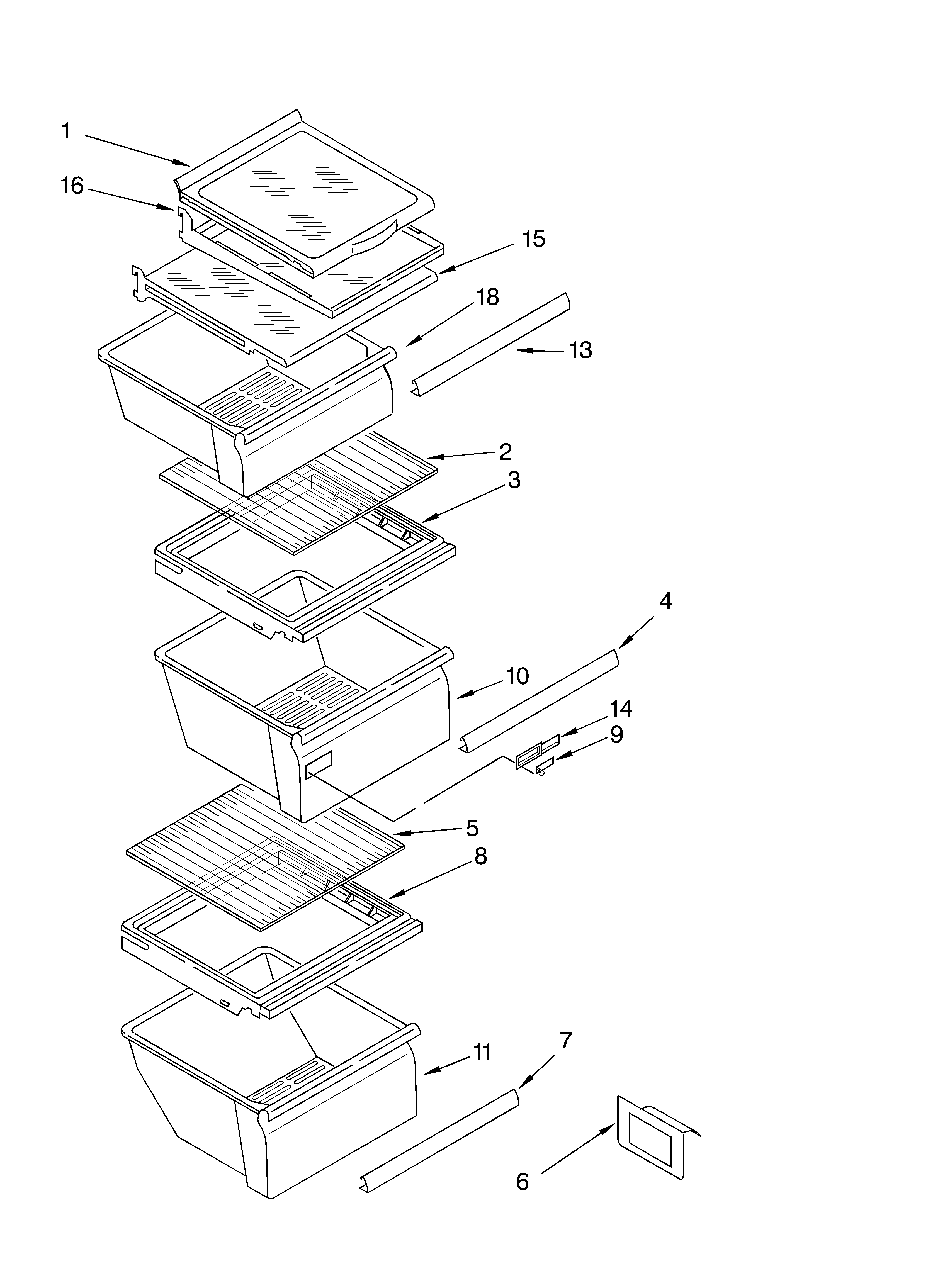 Whirlpool ED5YHEXMS00 refrigerator shelf parts diagram